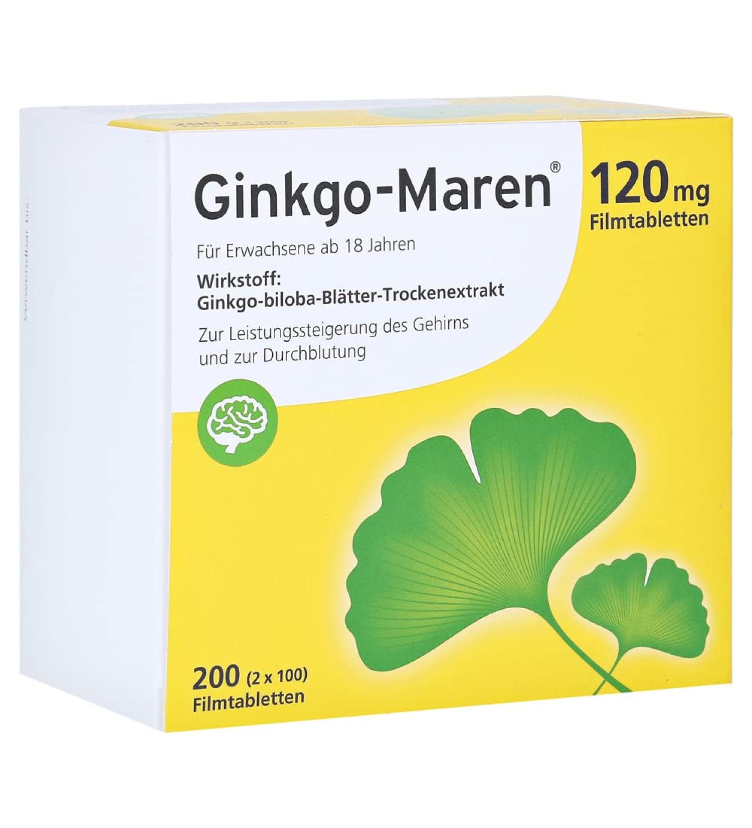 Ginkgo-Maren 120 mg Film-Coated Tablets - 200 pcs | Buy Ginkgo Biloba Supplements Online - International Shipping Available - Buy Online on GoSupps.com