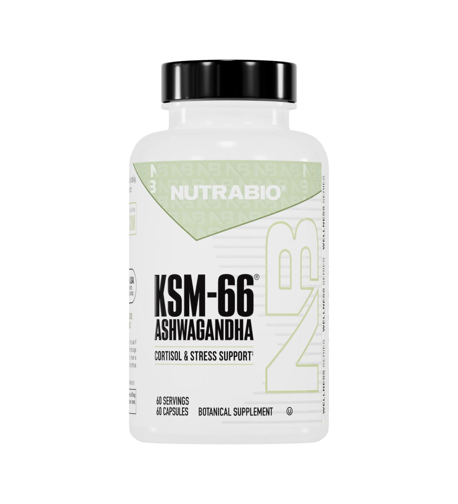 NutraBio Ashwagandha KSM-66 | Ashwagandha Herbal Supplement for Stress, Mood, & Performance | 600 MG of Clinically Studied KSM66 60 Capsules 60 Count (Pack of 1) - Buy Online on GoSupps.com