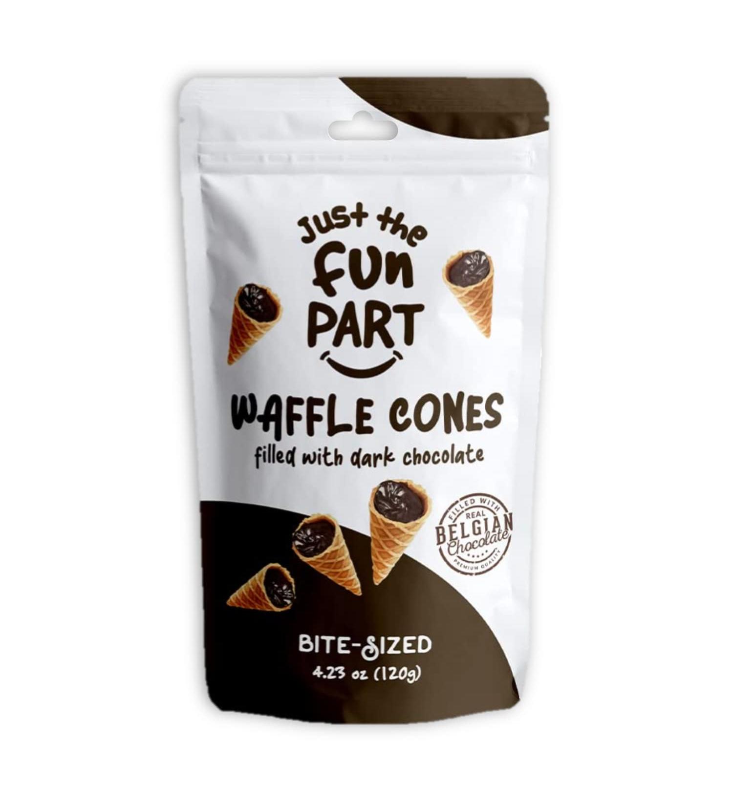Bite-Size Crispy Mini Waffle Cones with Premium Belgian Dark Chocolate - Perfect for Snacks and Desserts - Grab & Go Dark Chocolate 4.23oz - Buy Online on GoSupps.com