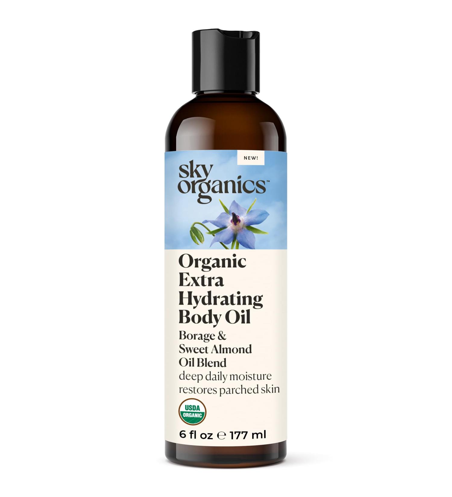Buy Sky Organics Body Oil - Extra Hydrating Organic Skin Care with Borage Acai & Sweet Almond Oil | Moisturizing Massage Oil Refreshing Orange & Spearmint Scent - 6 fl oz International Shipping Available - Buy Online on GoSupps.com