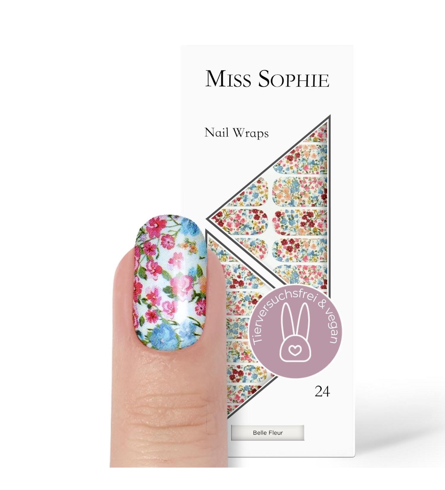 Original Miss Sophie Nail Foils Belle Fleur - 24 Ultra-Thin Nail Polish Stripes for Stunning Finger & Toenails - Compatible with Natural Gel Acrylic & Shellac Nails - Buy Online on GoSupps.com