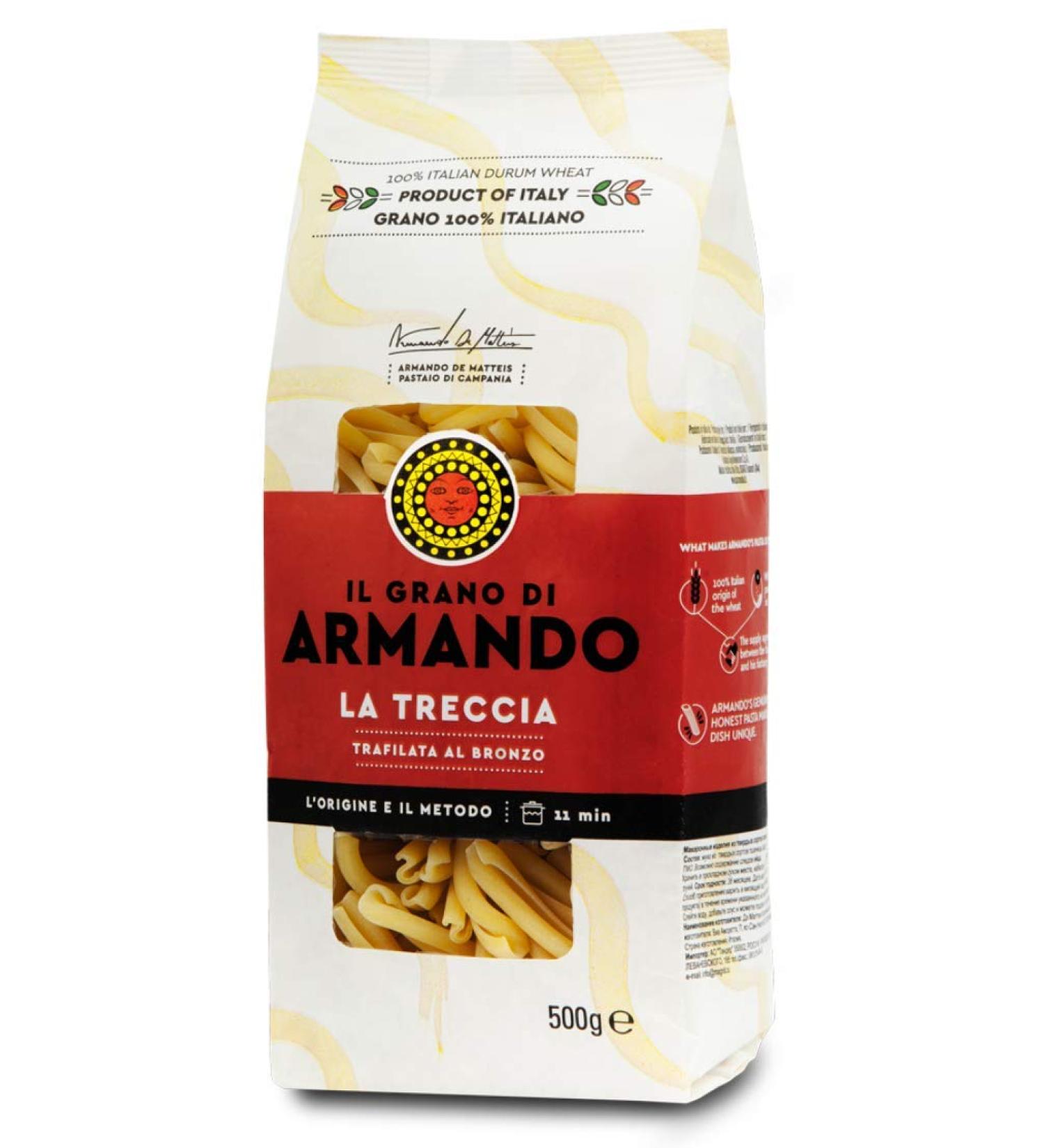 Armando Il Grano Di Armando La Treccia Italian Wheat Bronze Design 100% Italian Pasta 500g