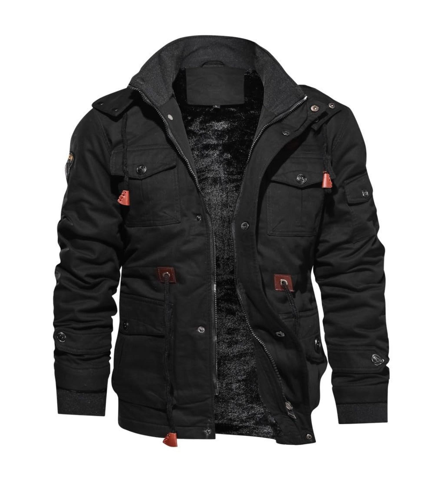 Hanxiulin Men's Fleece Jacket - Plush Cuddly Winter Coat Long Arm Wool Outerwear Casual Fashion Black 3XL - Buy Online on GoSupps.com