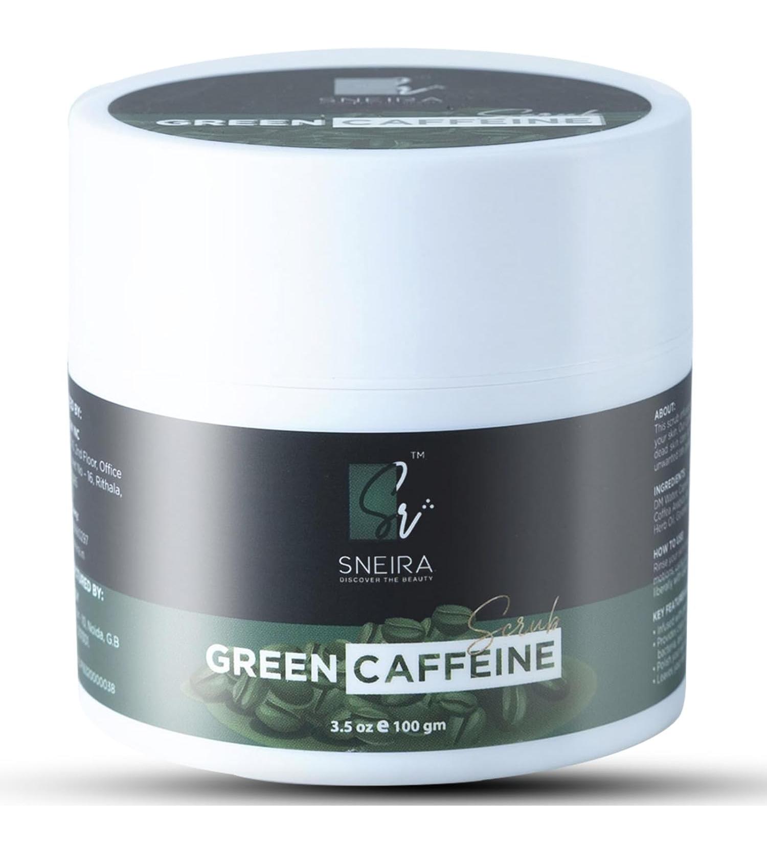 Green Caffine 100 g Face Scrub Tan Brightening & Revitalizing Gentle Exfoliation Smooth and Clear Complexation Dead Skin Blackhead & Whitehead Removal Suitable for All Skin-Women and Men - Buy Online on GoSupps.com
