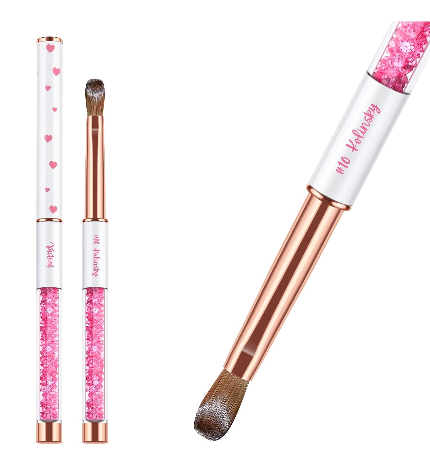 Yasterd 100% Pure Kolinsky Size 10 Acrylic Nail Brush with Pink Rhinestone Metal Handle - Professional Manicure Tool for Acrylic Application - Buy Online on GoSupps.com