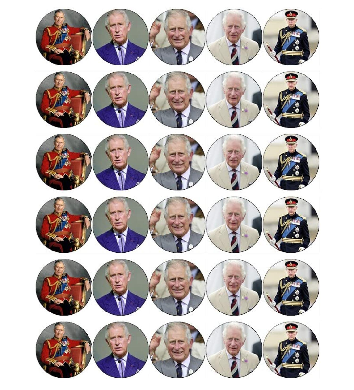 30 King Charles III Roayl Family Coronation Cupcake Toppers Edible Wafer Paper Fairy Cake Toppers Birthday Cakes