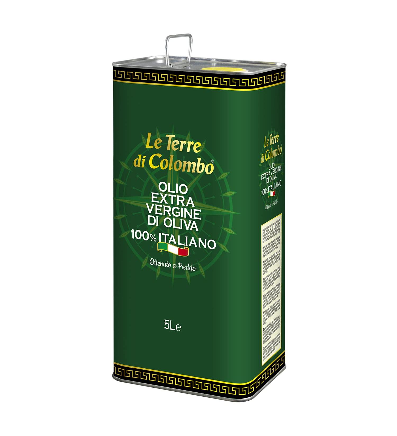 Le Terre di Colombo 100% Italian Extra Virgin Olive Oil 5L - Premium Quality, Cold-Pressed EVOO - 1 Pack - Buy Online on GoSupps.com
