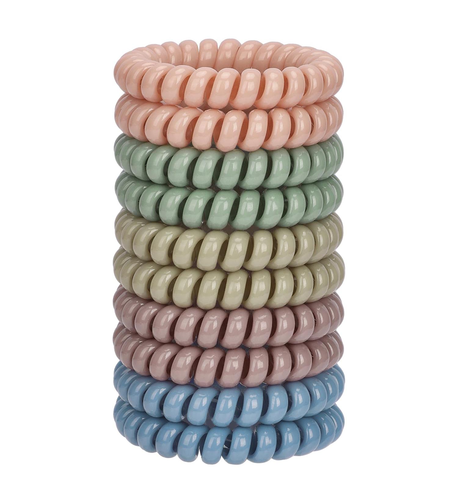 JessLab Spiral Hair Ties | 10 Pcs Traceless Telephone Cord Hair Accessories for Women & Girls | No-Damage Ponytail Holders | Assorted Colors - Buy Online on GoSupps.com