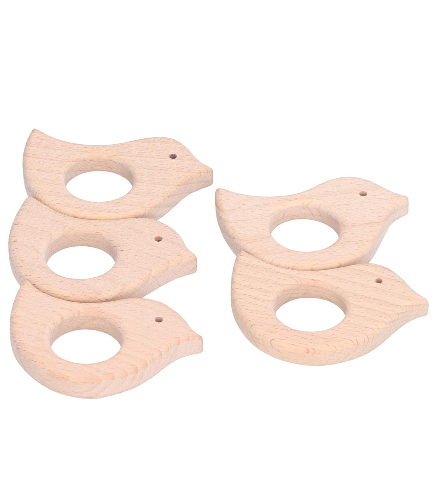 Handmade Wooden Bird Shape Teether | Soothing Baby Teething Toy | DIY Pendant Accessories for Infants - Buy Online on GoSupps.com