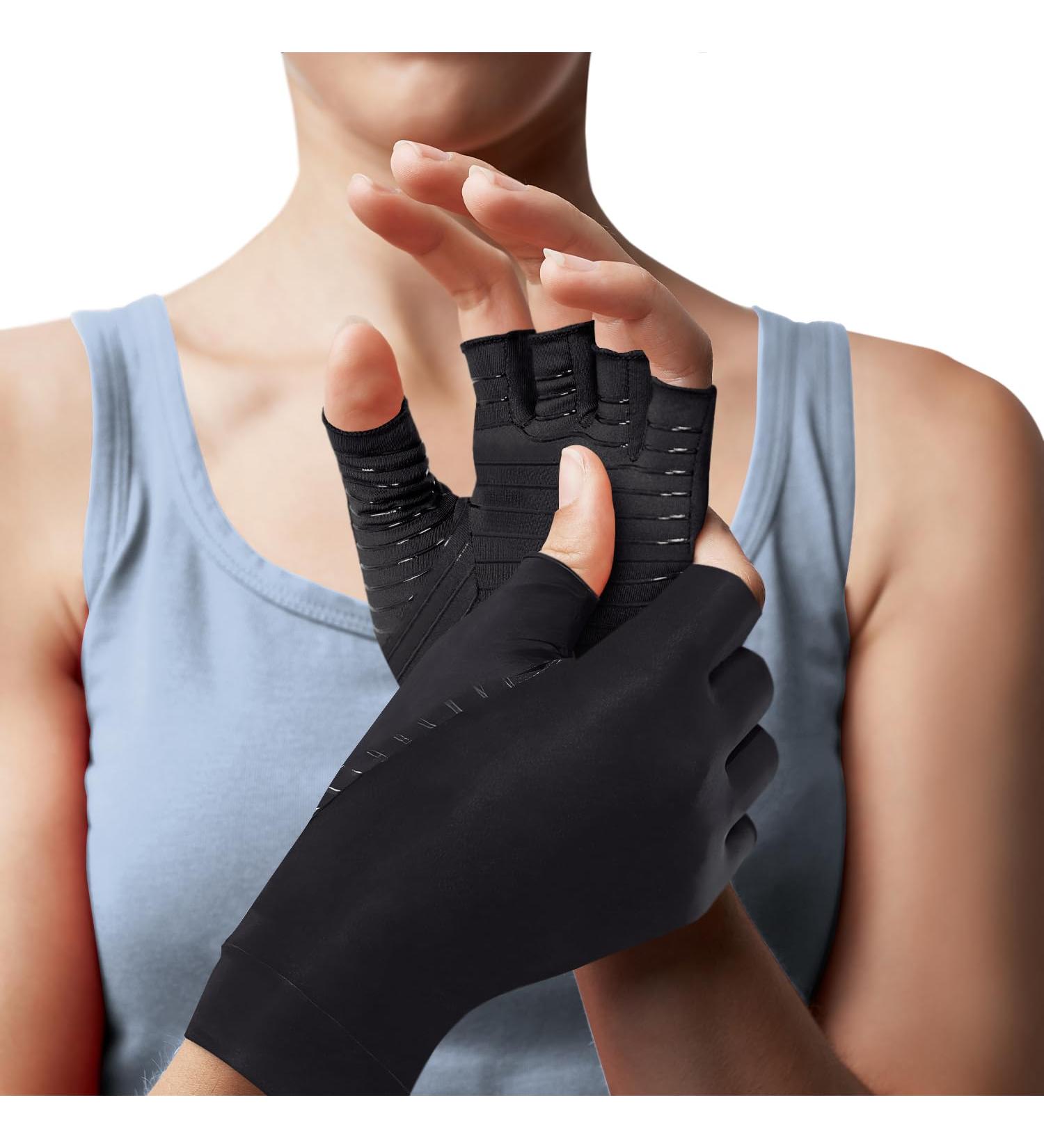 BraceAbility Carpal Tunnel Compression Gloves - Fingerless Copper Arthritis Gloves for Pain Relief | Support for Rheumatoid Arthritis Swelling & Tendonitis | Small Size - Buy Online on GoSupps.com