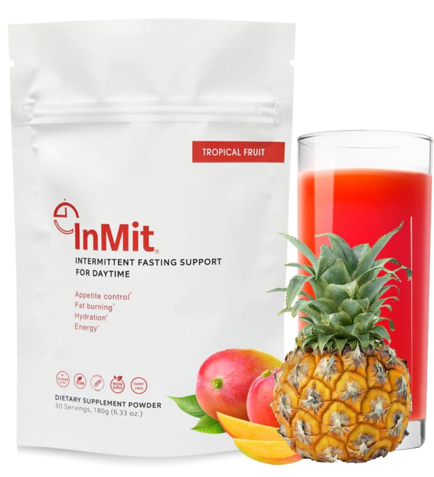 InMit Daytime Intermittent Fasting Support Drink - 9 Essential Ingredients, Electrolytes, Vegan & Gluten-Free - Tropical Fruit Flavor - Buy Online on GoSupps.com