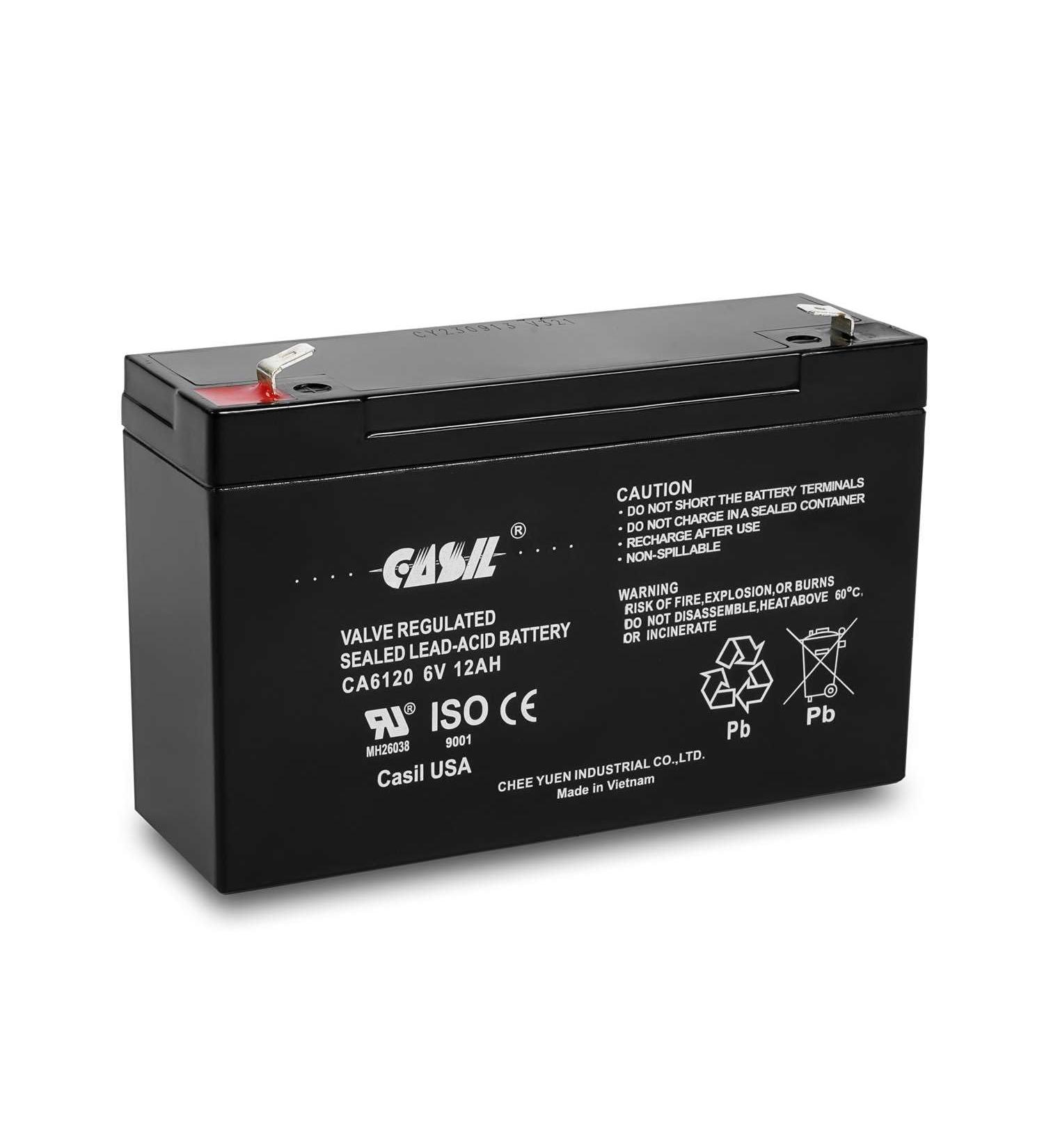 Casil 6V 12Ah Rechargeable Sealed Lead Acid Battery - High-Quality F2 Terminals for International Shipping - Buy Online on GoSupps.com