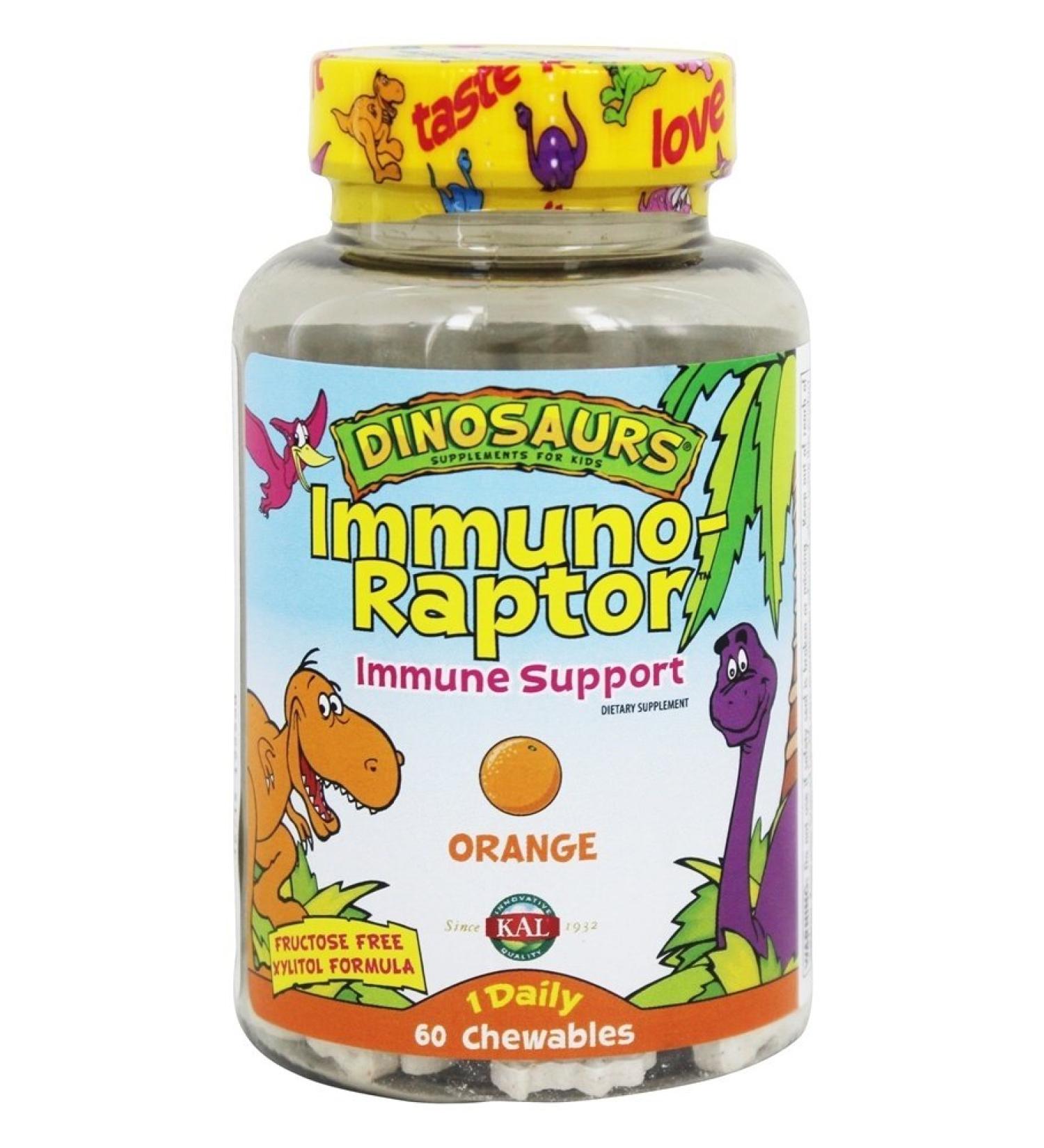 KAL Dinosaurs Immuno-Raptor Immune Support Chewables - 60 Orange Gummies - Buy Online on GoSupps.com