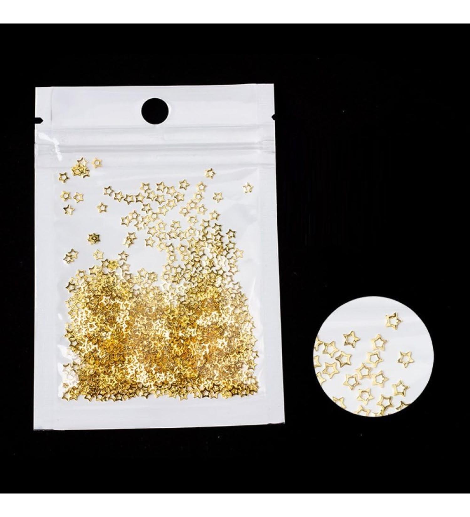 qbodp 1000 Pcs Gold Small Nail Charms Fashion Nail Ornaments 3mm Star Decorations for Nail Nail Supplies Nail Art Decoration Accessories
