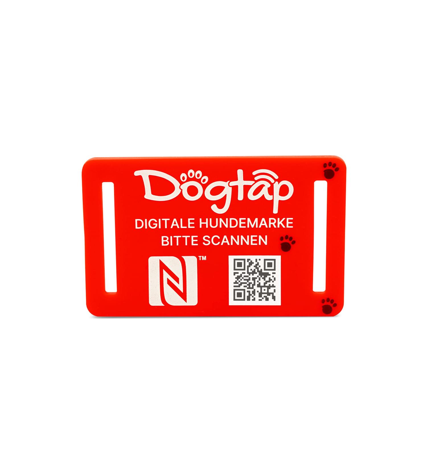 DogTap Light Big - Waterproof Silicone Tag for Medium to Large Dogs | NFC Chip & QR Code for Easy Contact | 67x40 mm Red - Buy Online on GoSupps.com