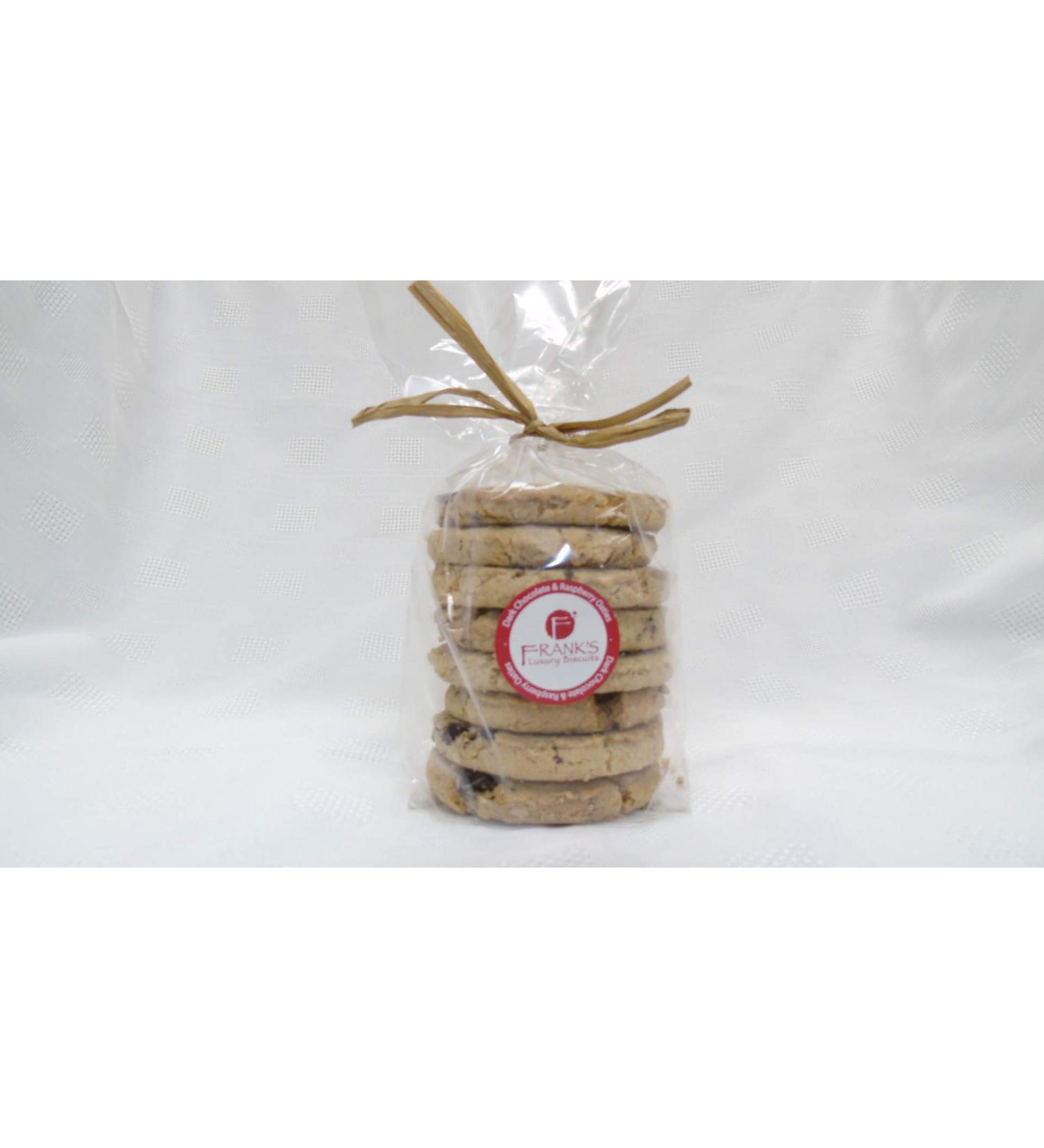 Frank's Luxury Biscuits Frank's Luxury Biscuits Dark Chocolate & Raspberry Oaties 250g