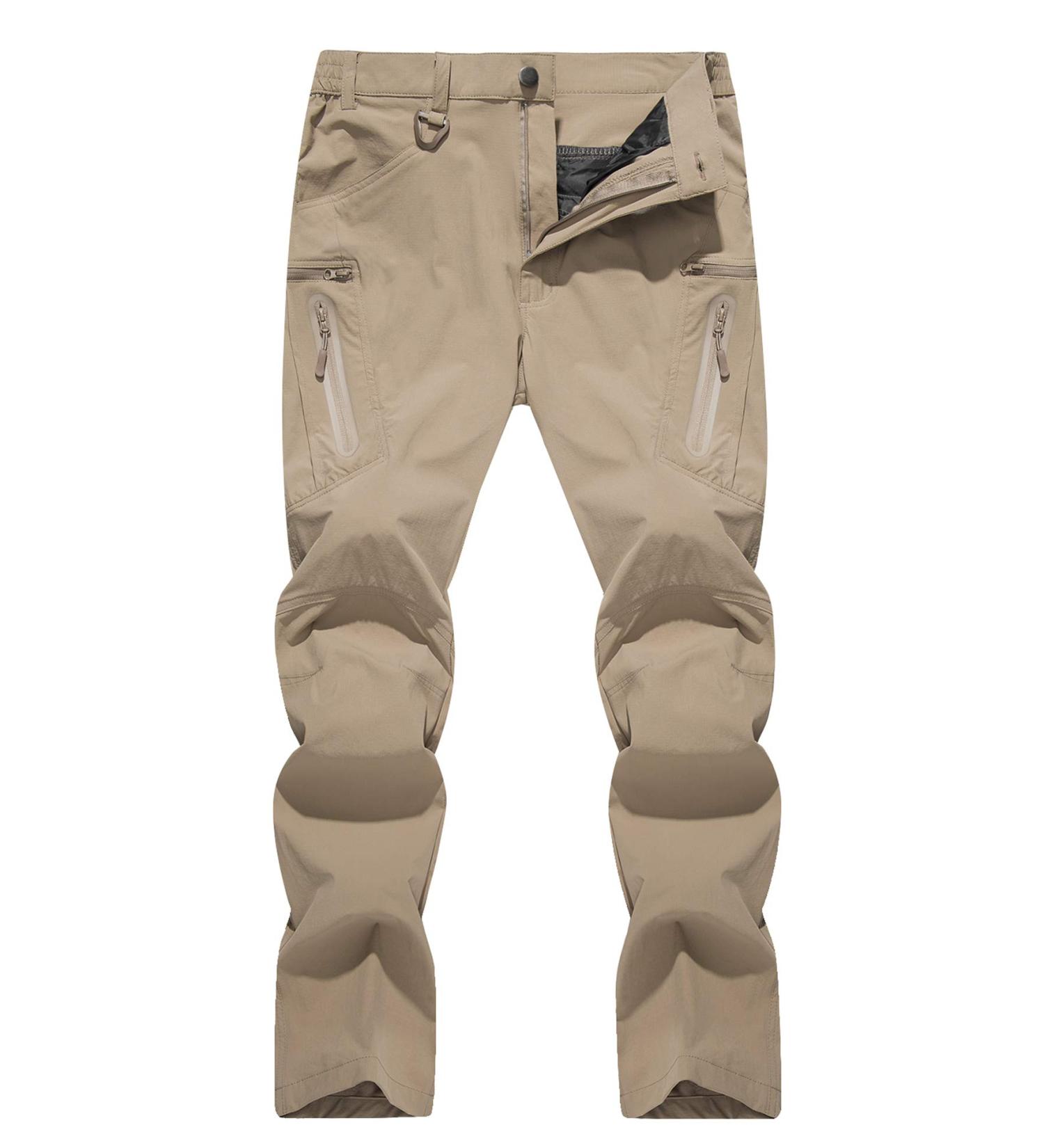 TACVASEN Men's Quick-Dry Water-Resistant Tactical Hiking Pants | Lightweight with 8 Pockets | Thin Khaki, Size 36 - Buy Online on GoSupps.com
