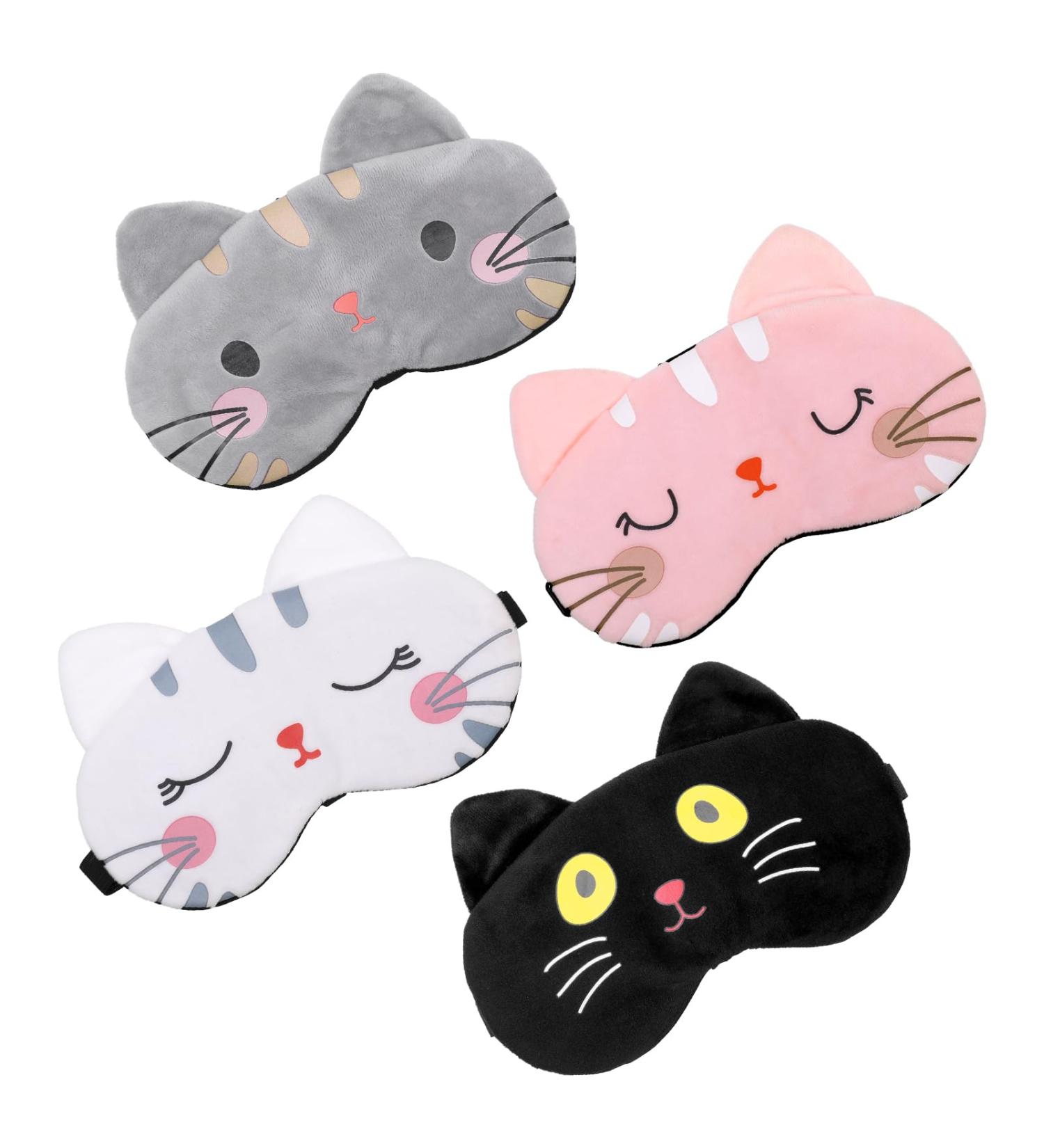KLEBREIS 4 Pcs Cute Eyemask for Sleeping Kids Cartoon Cat Sleepingmask Soft and Lightweight Travel Eye Cover Funny Animal Blindfold for Women Men Kids - Buy Online on GoSupps.com