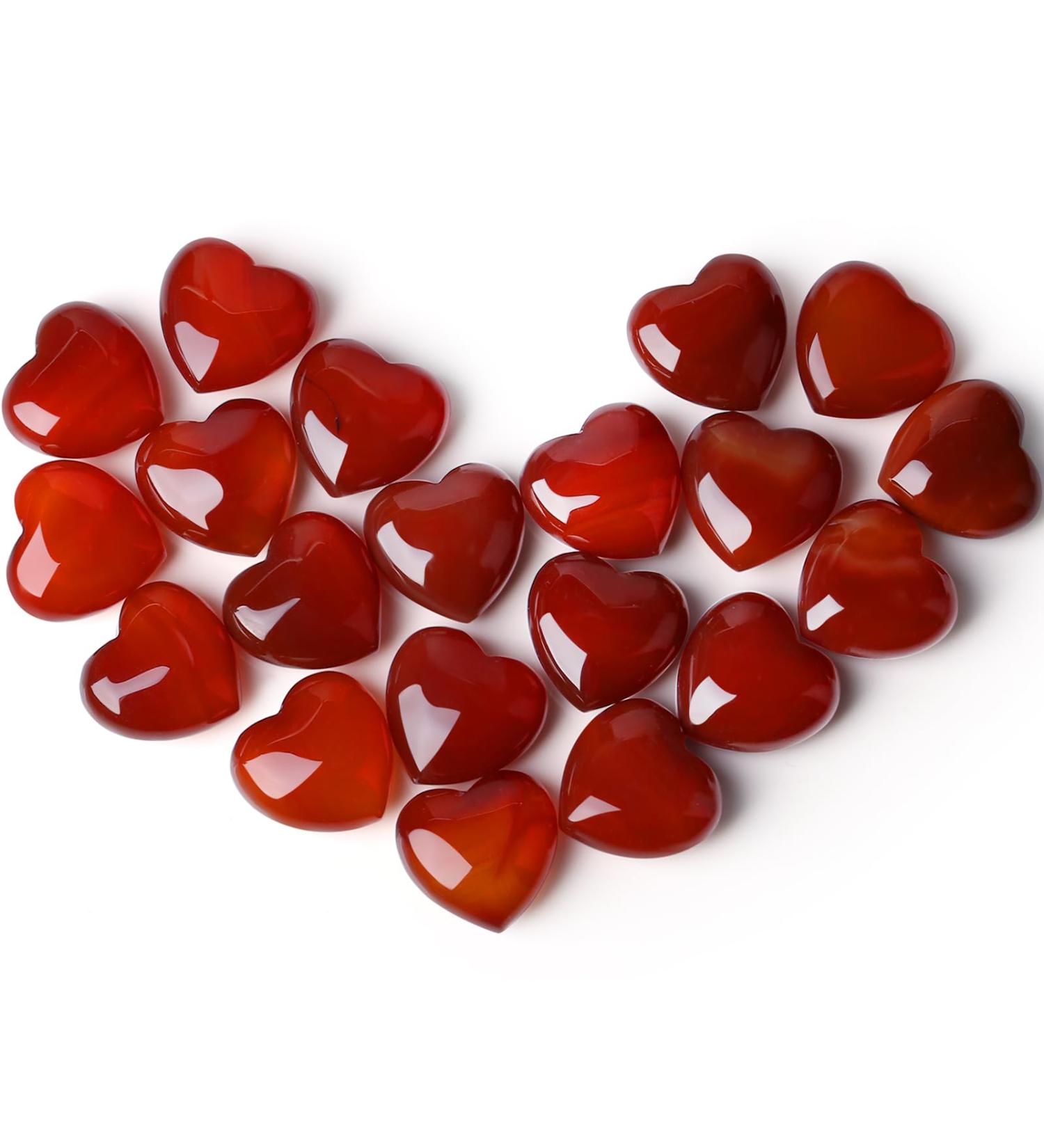 Xiannvxi 15pcs Carnelian Heart Stones - Natural Gemstones for Healing Reiki and Meditation | International Shipping - Buy Online on GoSupps.com