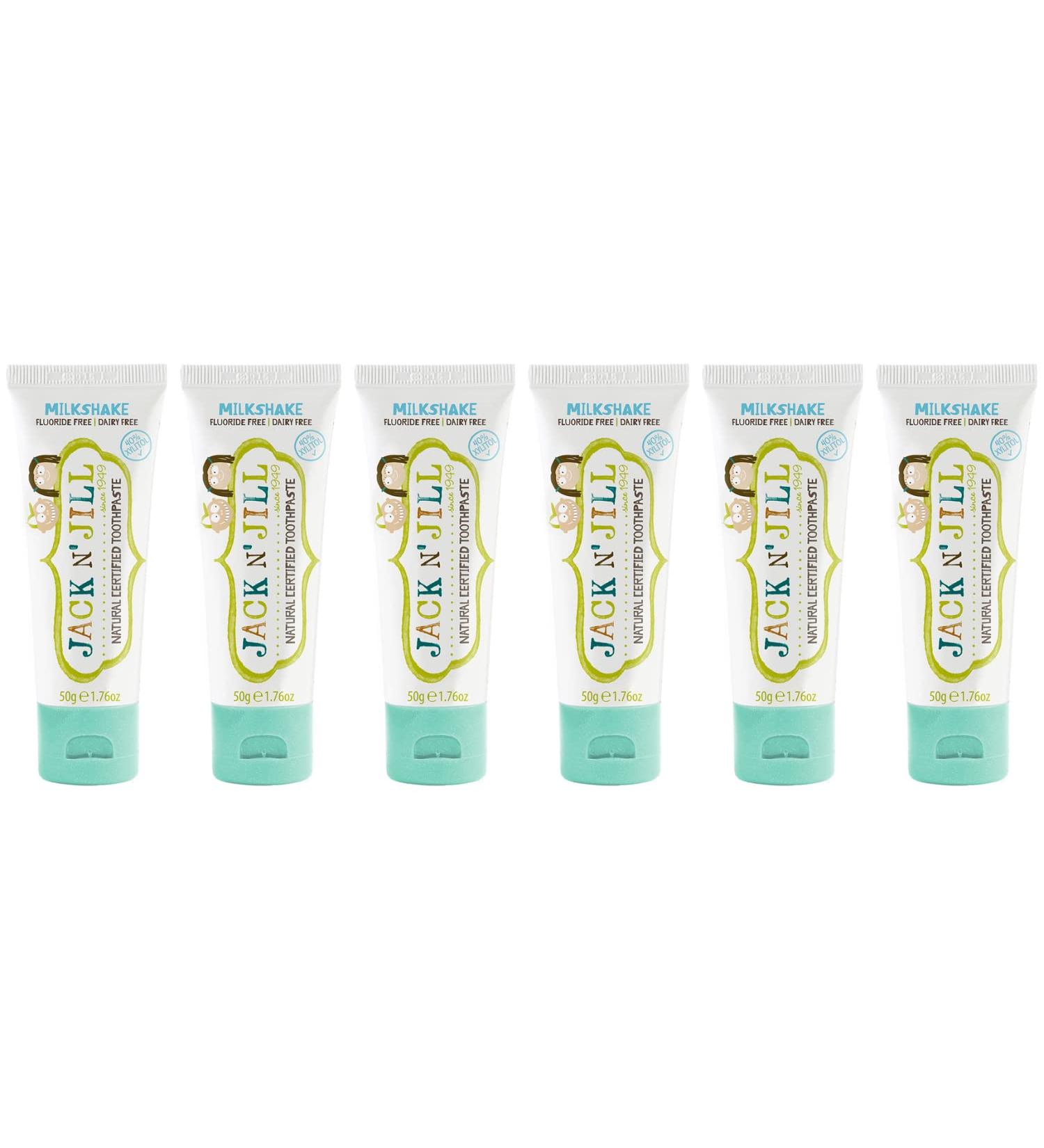 Jack N' Jill Natural Toothpaste for Kids - Fluoride Free Toothpaste, 40% Xylitol, BPA Free - Milkshake, 1.76 oz (Pack of 6) - Buy Online on GoSupps.com