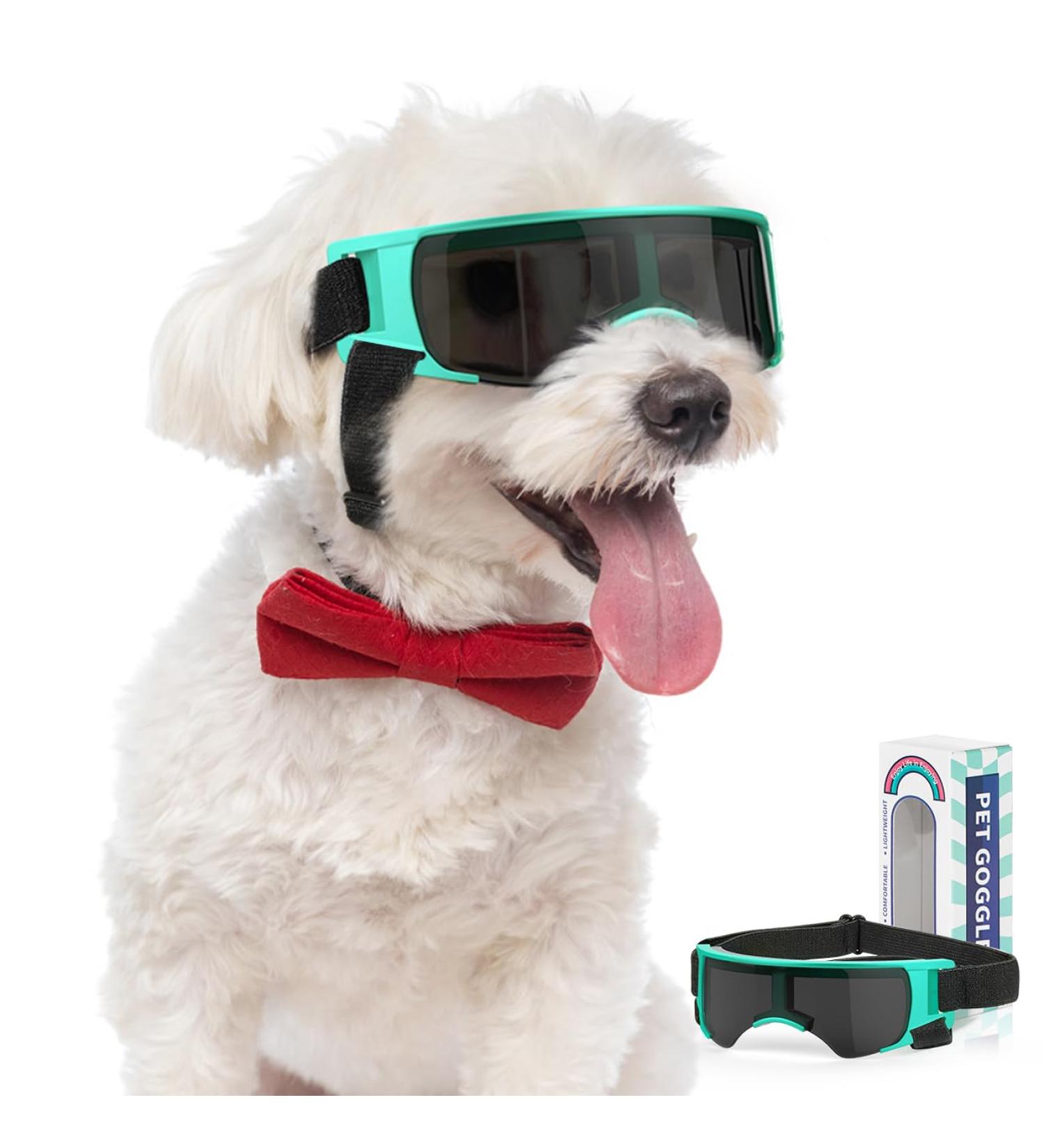 Lewondr Sunglasses for Dogs - UV Safety & Windproof Glasses with Adjustable Rubber Band | Waterproof Outdoor Dog Eyewear in Black & Blue - Buy Online on GoSupps.com