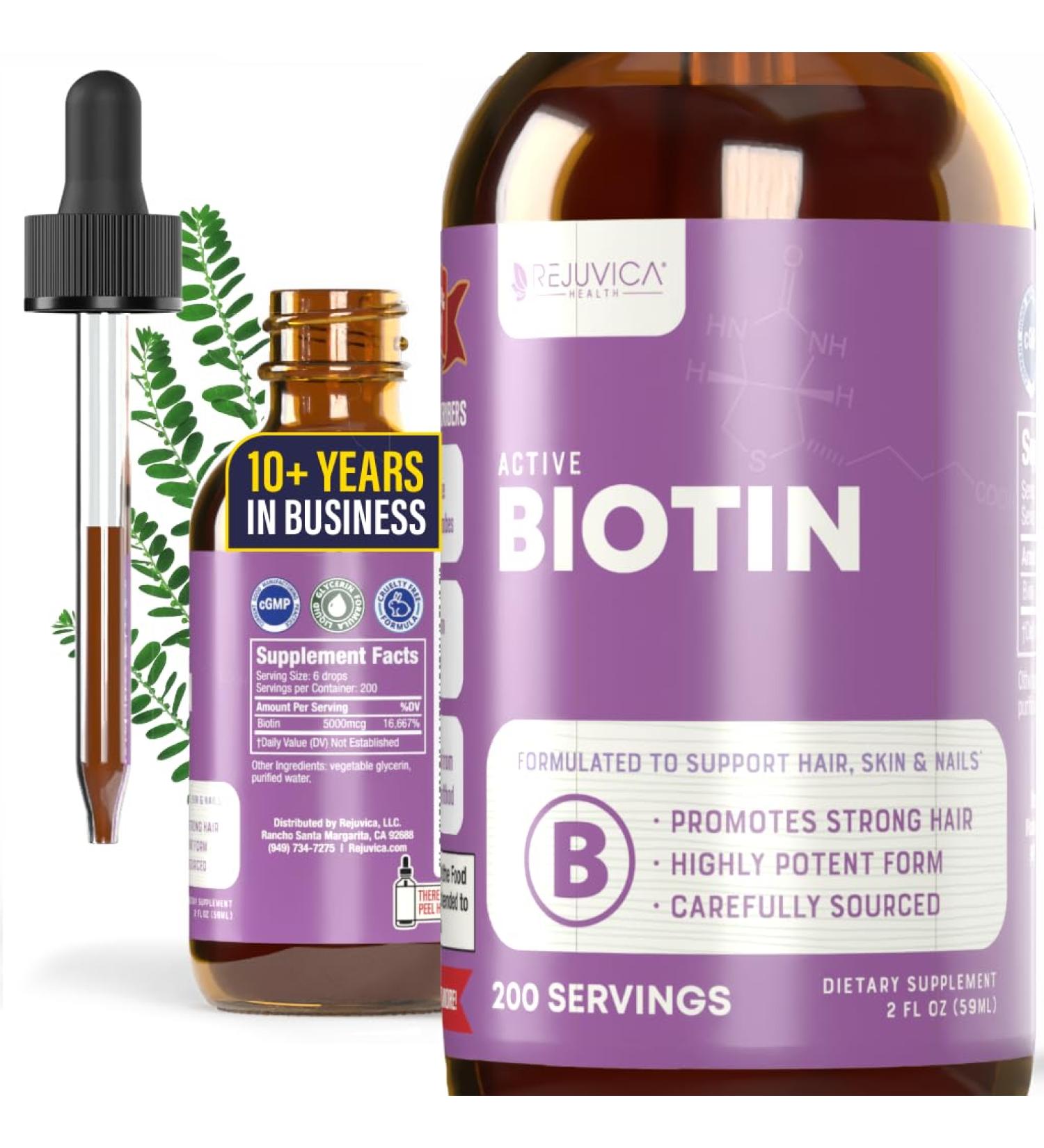 Rejuvica Health Active Biotin - Advanced Liquid Biotin Supplement - 5000mcg Support Hair Skin & Nails 1 - Buy Online on GoSupps.com