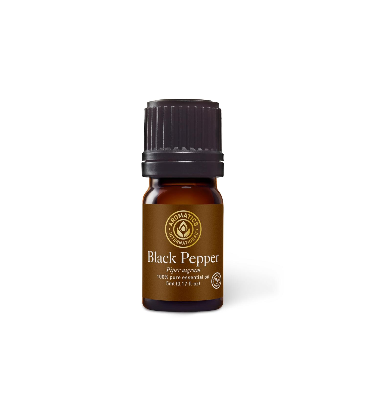 Aromatics International Premium Organic Black Pepper Essential Oil 5ml | 100% Pure Essential Oil for Diffusion & Aromatherapy Black Pepper 0.17 Fl Oz (Pack of 1) - Buy Online on GoSupps.com