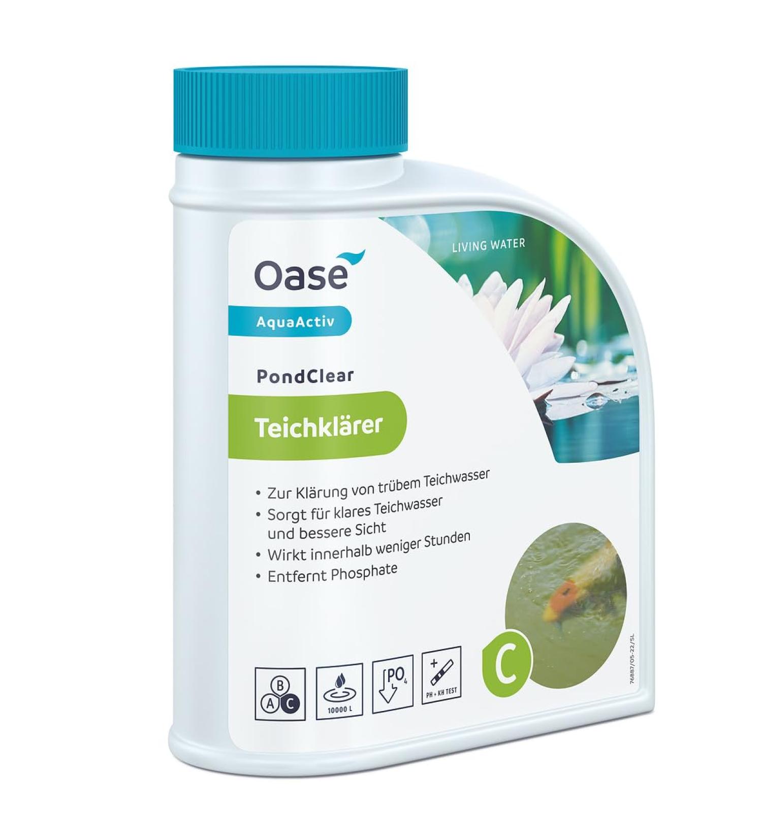 OASE 43140 Aquaactiv Pondclear 500 ml - Immediate Pond Care for Floating Algae | Effective Against Non-Filterable Contaminants | Koi & Swimming Ponds - Buy Online on GoSupps.com