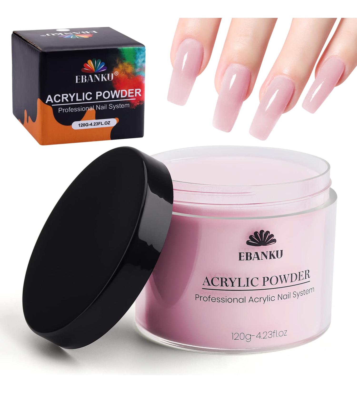 EBANKU Pink Acrylic Powder 120g - Large Capacity Professional Nail Extension Powder for Long-Lasting Nail Carving - No Lamp Needed - Buy Online on GoSupps.com