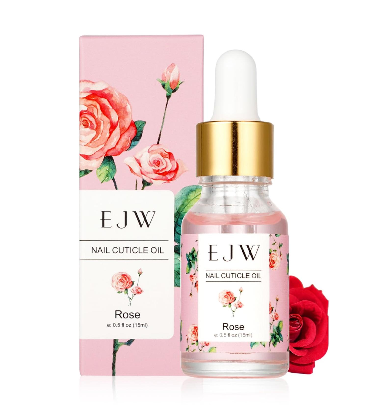 EJW Cuticle Oil Nourishing Daily Nail Care & Hydration | Strengthens Cuticles & Soothes Hangnails | 0.5 fl. oz Rose Nail Oil - Buy Online on GoSupps.com