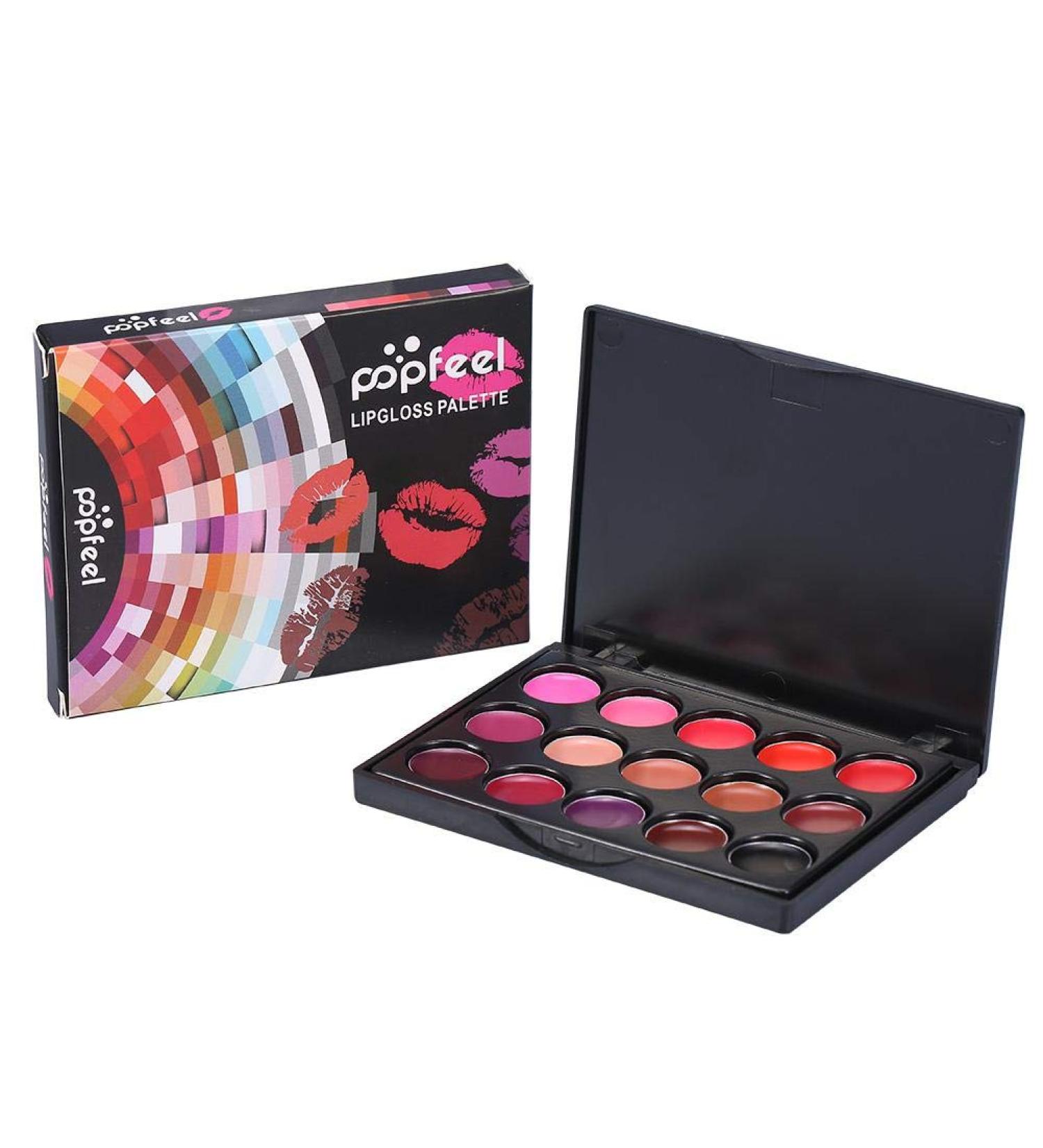 15-Color Professional Lip Gloss Palette | High-Quality Lipstick Palette for Makeup - International Shipping Available - Buy Online on GoSupps.com
