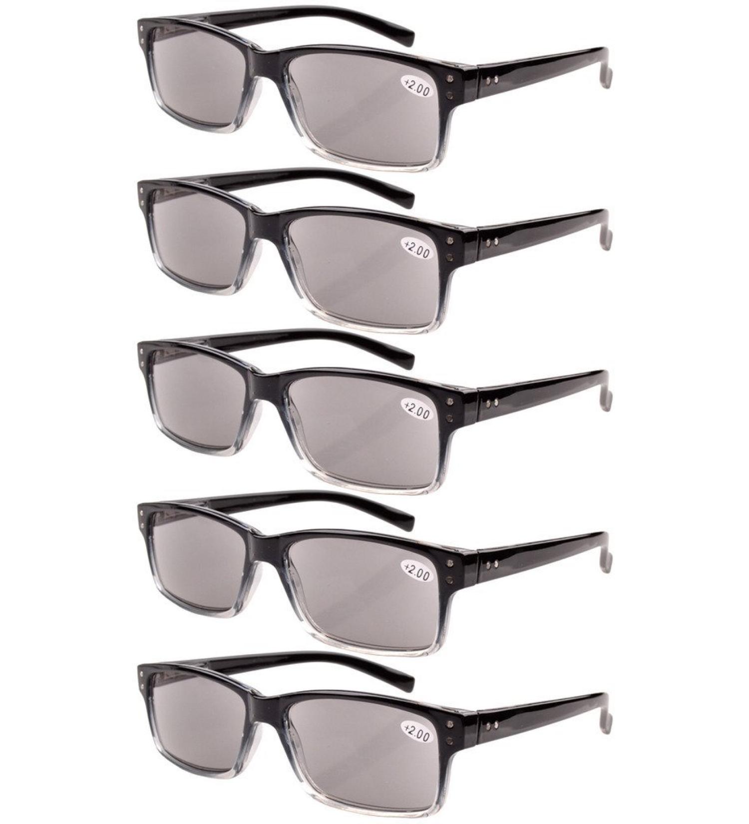 Eyekepper 5-Pack Vintage Men's Reading Glasses with Grey Lenses - Stylish Spring Hinge Design for Ultimate Comfort - Buy Online on GoSupps.com