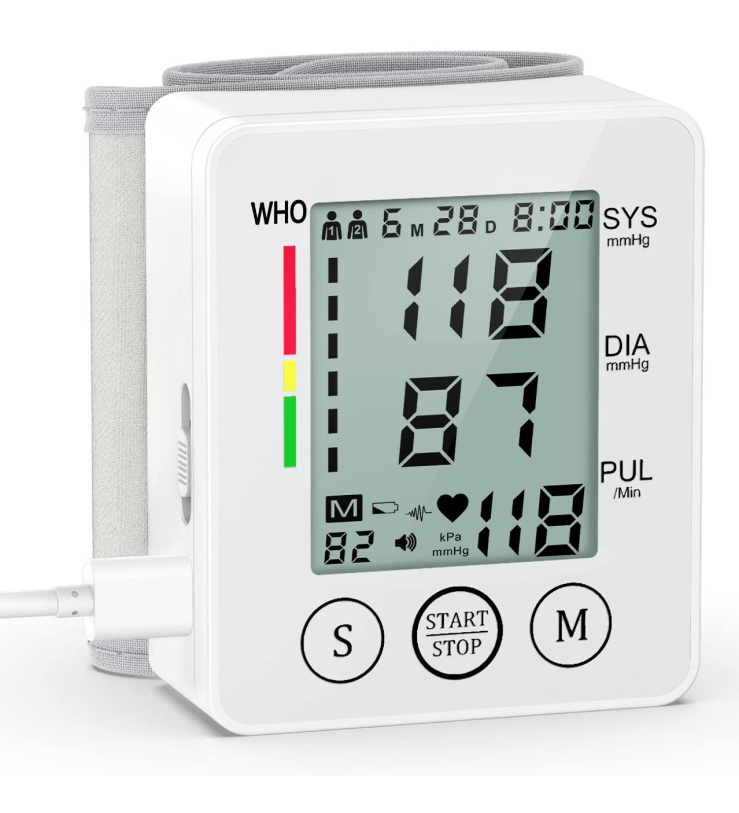 Rechargeable Wrist Blood Pressure Monitor | Home Use BP Cuff Machine with LCD Display & Memory | Portable & Automatic - Buy Online on GoSupps.com