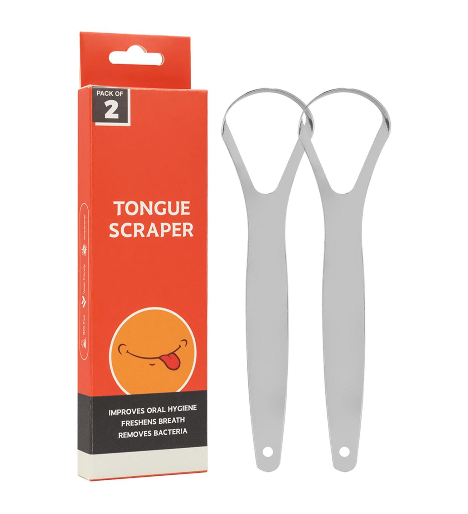Tongue Cleaner | Metal Tongue Scraper - Portable Stainless Steel Brush for Effective Oral Hygiene | Travel-Friendly Tongue Cleaning Tool - Buy Online on GoSupps.com