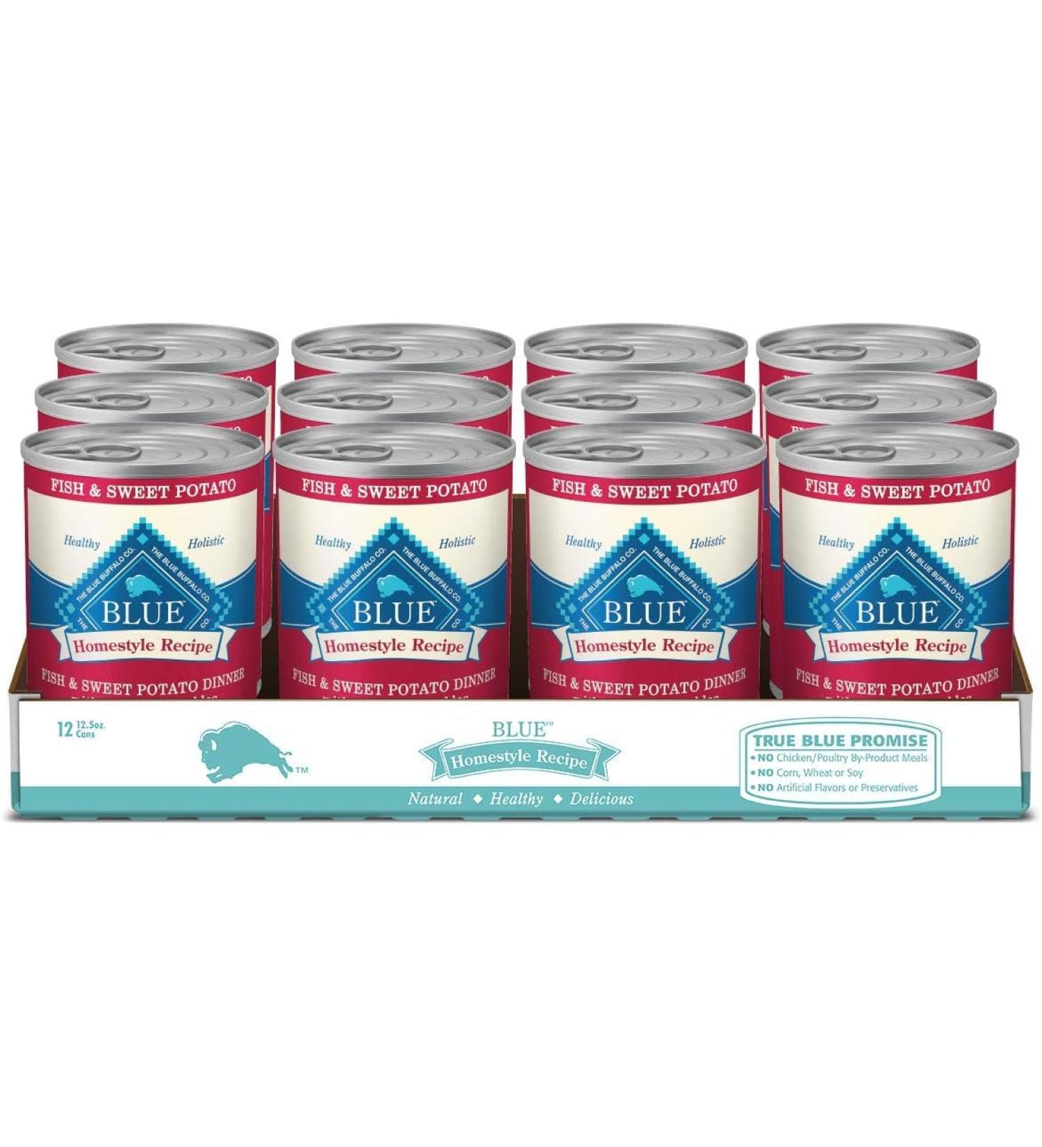 Blue Buffalo Homestyle Recipe Natural Wet Dog Food Fish & Sweet Potato 12.5oz (Pack of 12 ) Pack of 12 Fish & Sweet Potato - Buy Online on GoSupps.com