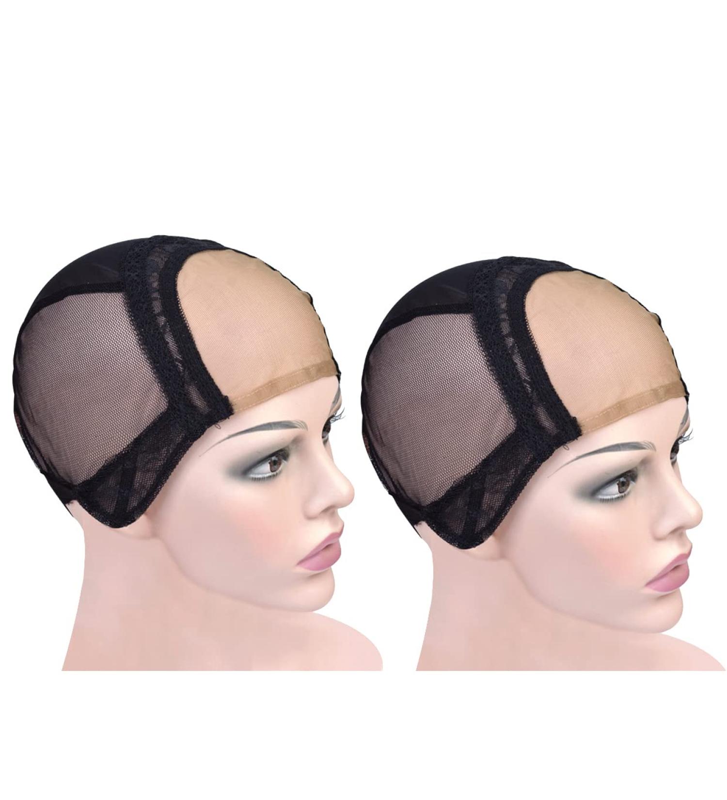 Buy 2-Pack 4x4 Inch U-Part Swiss Tip Wig Caps - Adjustable Straps for Wig Production | Medium Black (54cm) - Buy Online on GoSupps.com
