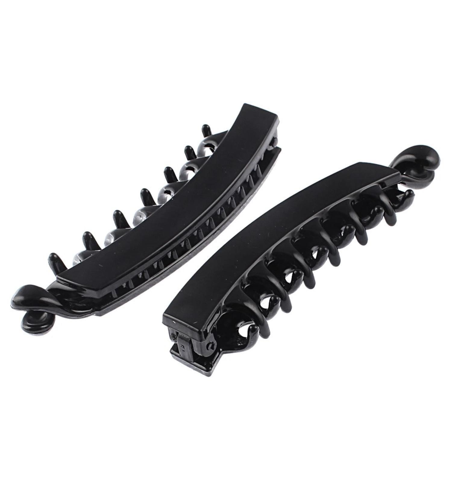 uxcell Plastic Women Ladies Hair Banana Clip Clamp Barrette Hairstyle Maker 2pcs Black