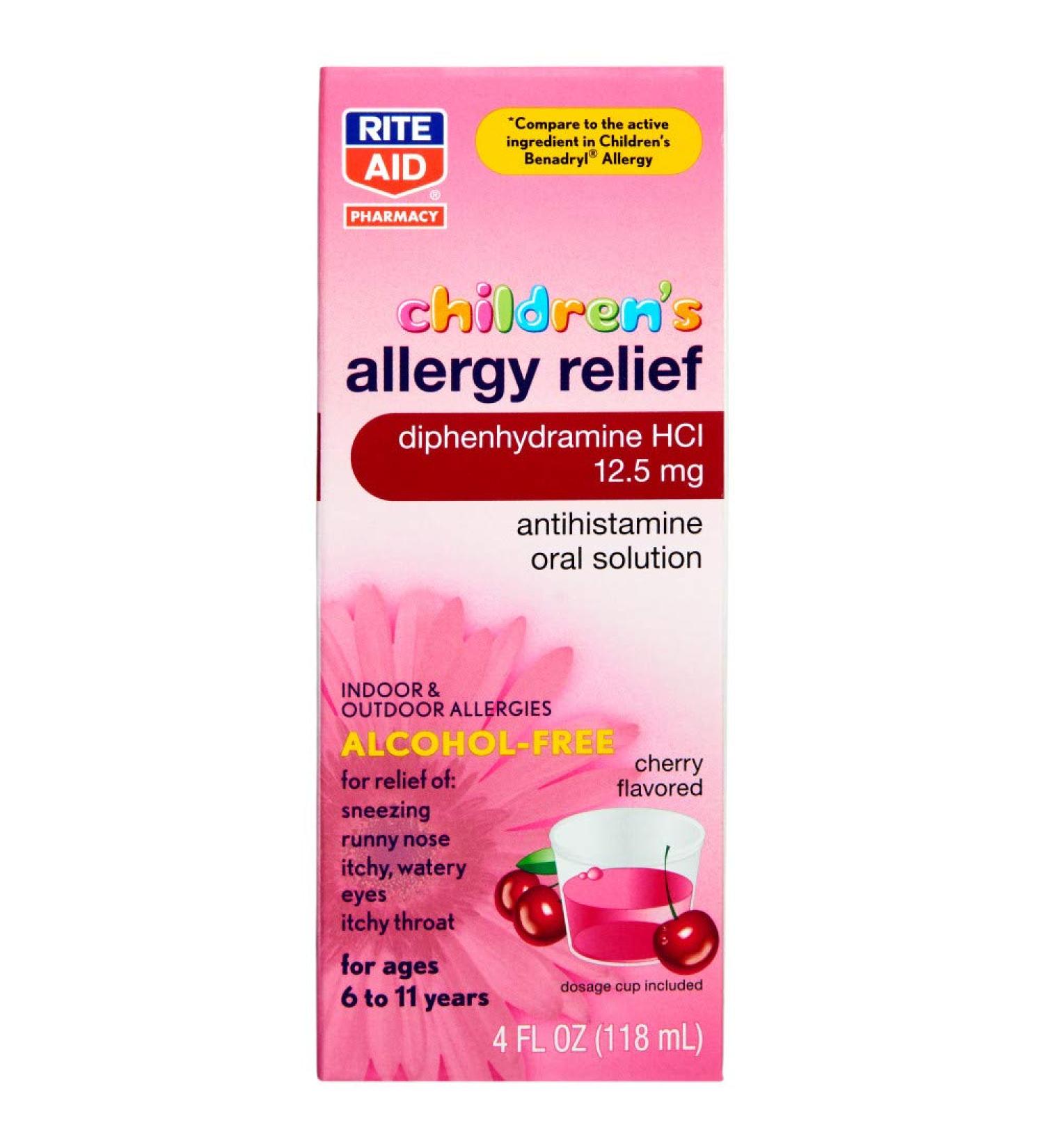 Rite Aid Children's Allergy Relief, Cherry Flavored, 12.5 mg - 4 fl oz - Buy Online on GoSupps.com
