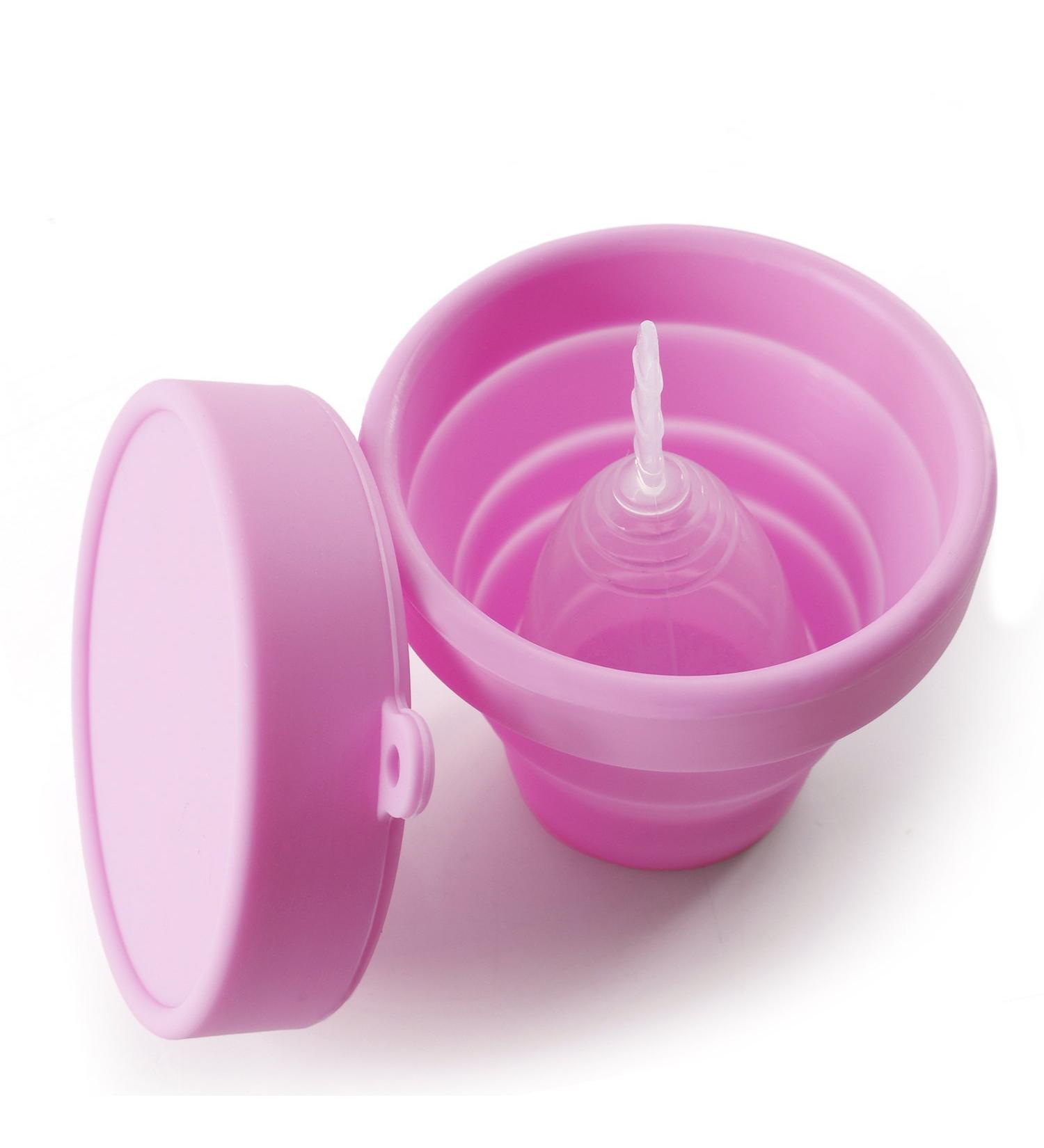 Buy Foldable Silicone Menstrual Cup - Portable & Hygienic Eco-Friendly Cleaning Cup (Pink) for International Shipping - Buy Online on GoSupps.com
