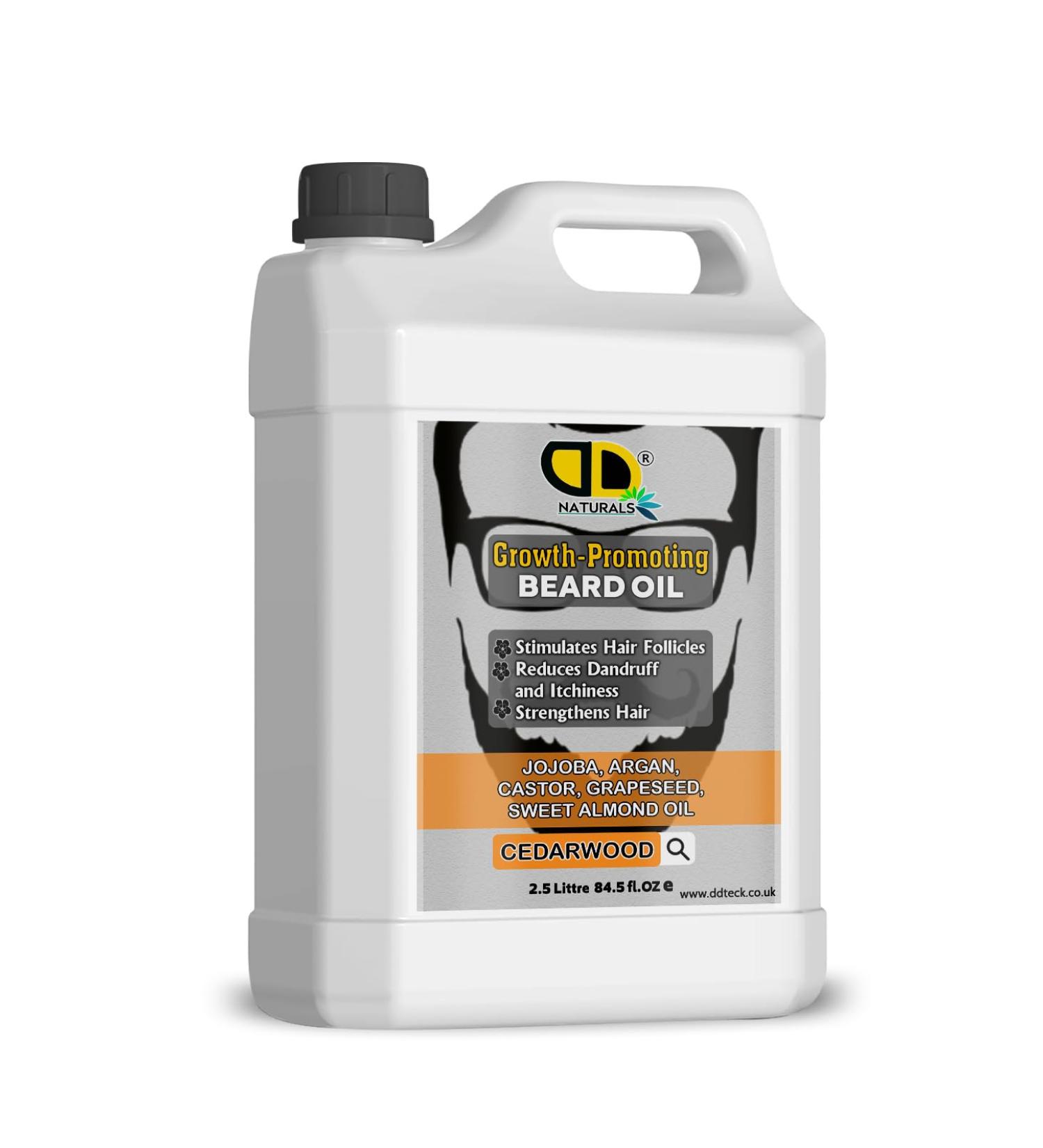 DD teck Beard Growth Oil for Men with Cedarwood - Stimulates Hair Follicles Strengthens & Moisturizes Stops Itching & Dandruff - Jojoba Argan Castor Grapeseed