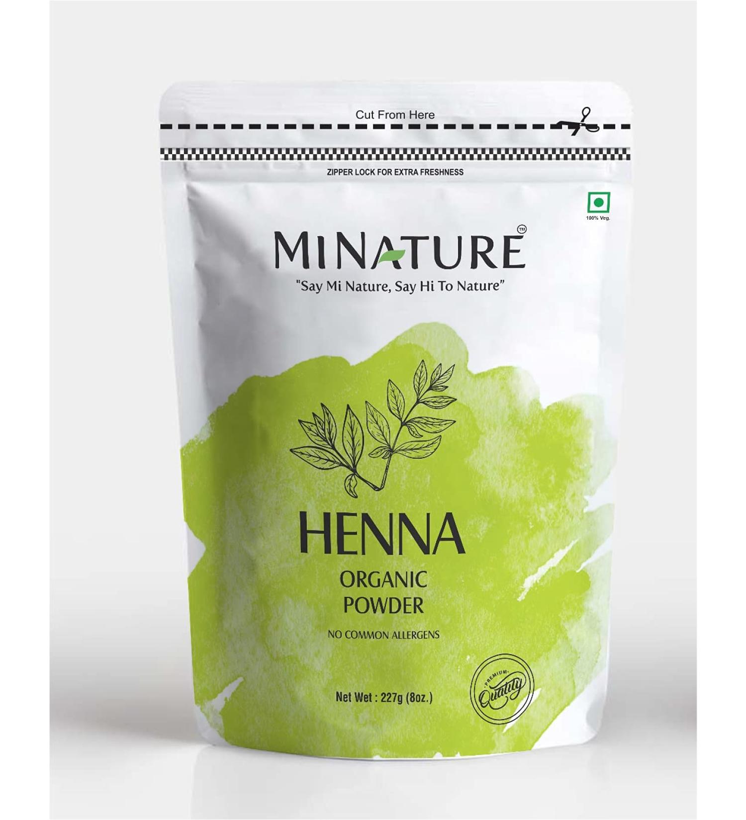 Mi Nature Henna Powder 227g - 100% Pure Natural Hair Dye from Rajasthan, India - Buy Online on GoSupps.com