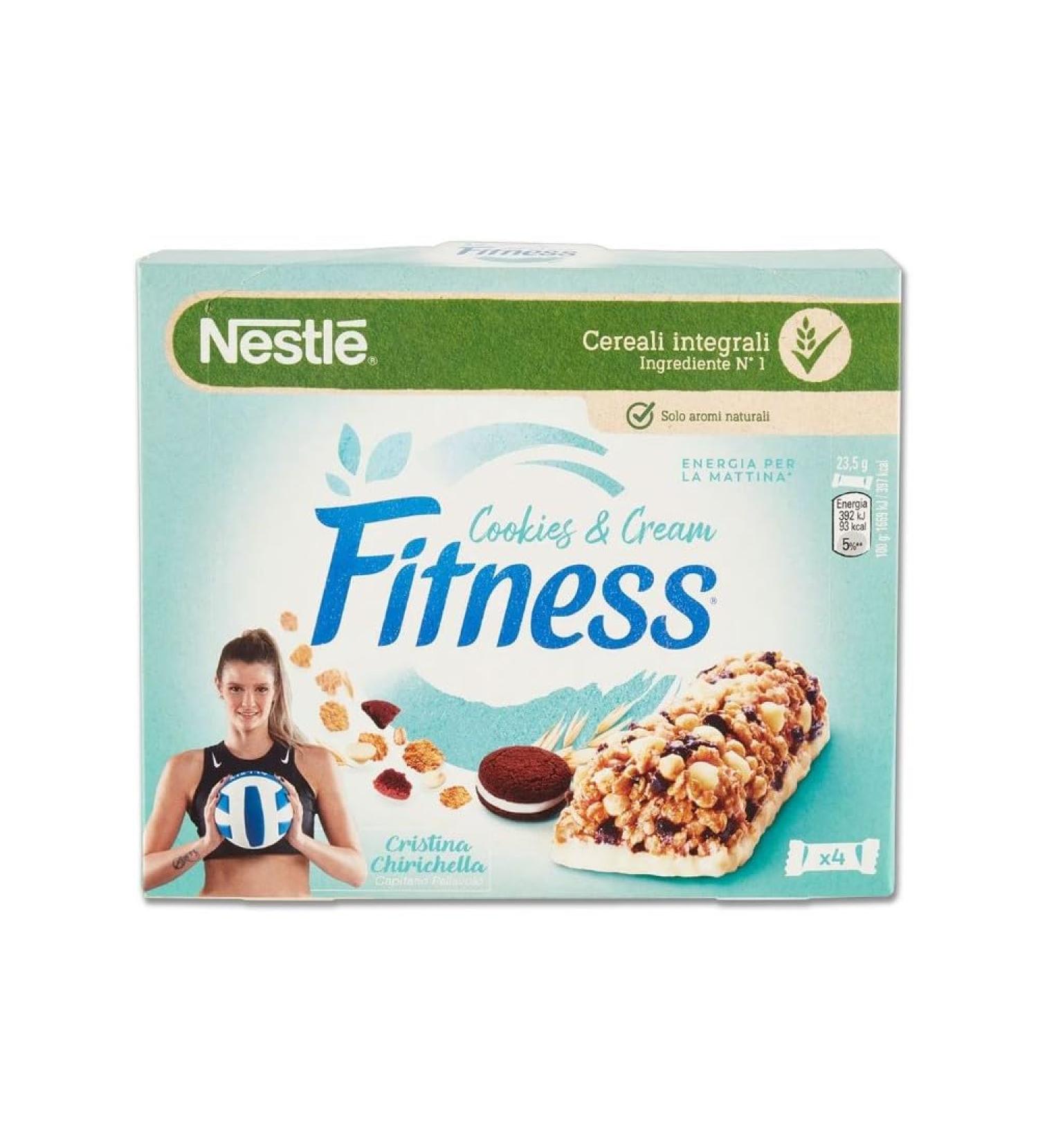 Nestl Fitness Cookies & Cream Cereal Bars with Cocoa Cookie Pieces and White Chocolate Chips (4 x 23.5g) 94g - Buy Online on GoSupps.com