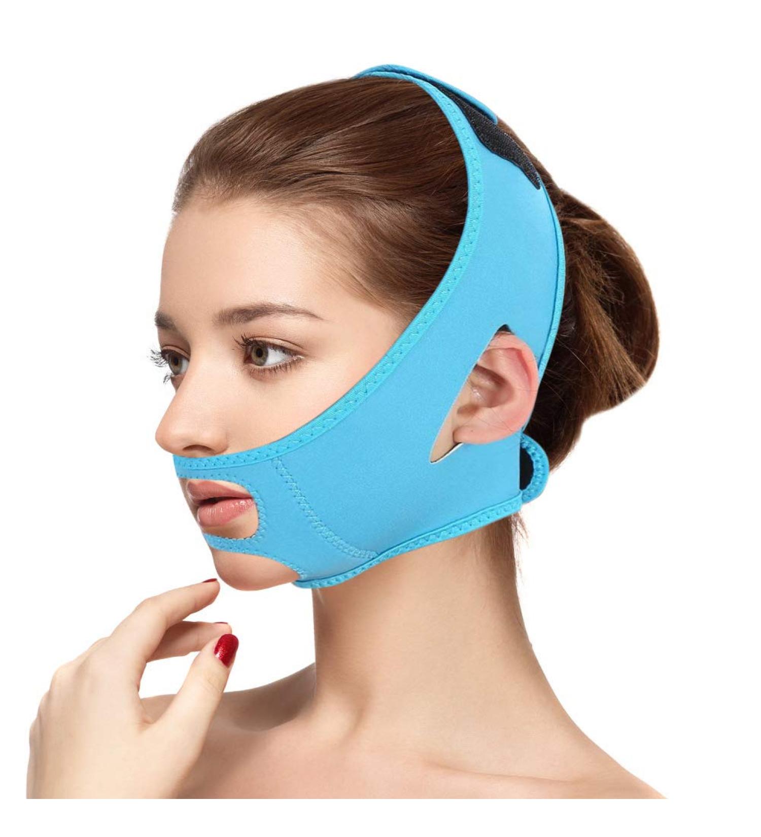 Buy Sonew Facial Slimming Mask - Face Bandage for Neck Lift & Double Chin Care (Blue & Orange) - International Shipping Available - Buy Online on GoSupps.com