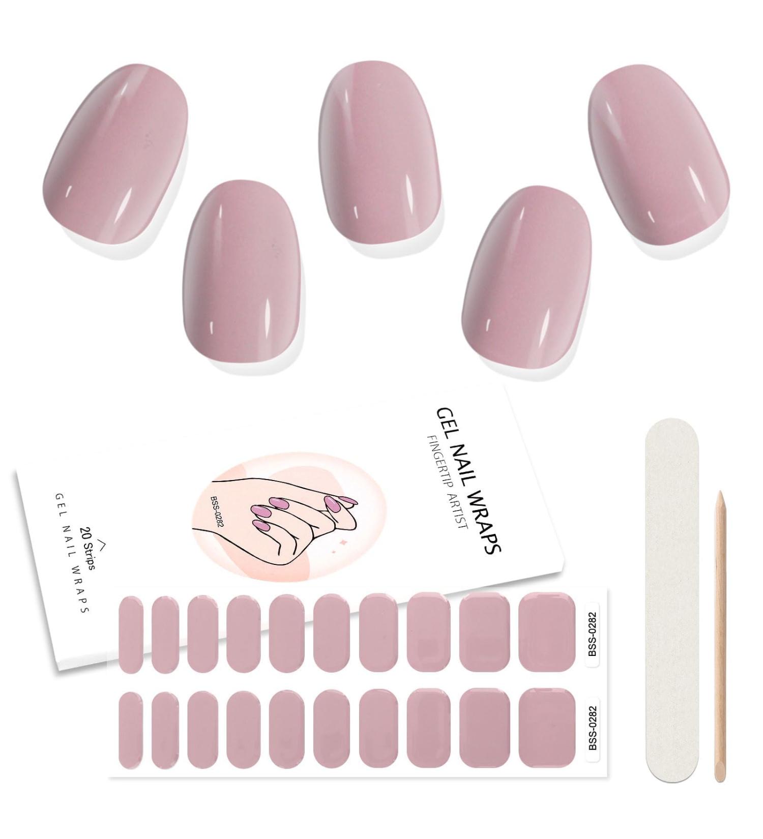 Kalolary Gel Nail Polish Strips Nail Gel Art Sticker Waterproof Full Nail Wraps Decal Sets with Nail File and Stick for Women Girls Nail Art Decor (UV/LED Lamp Required) Nude Pink - Buy Online on GoSupps.com