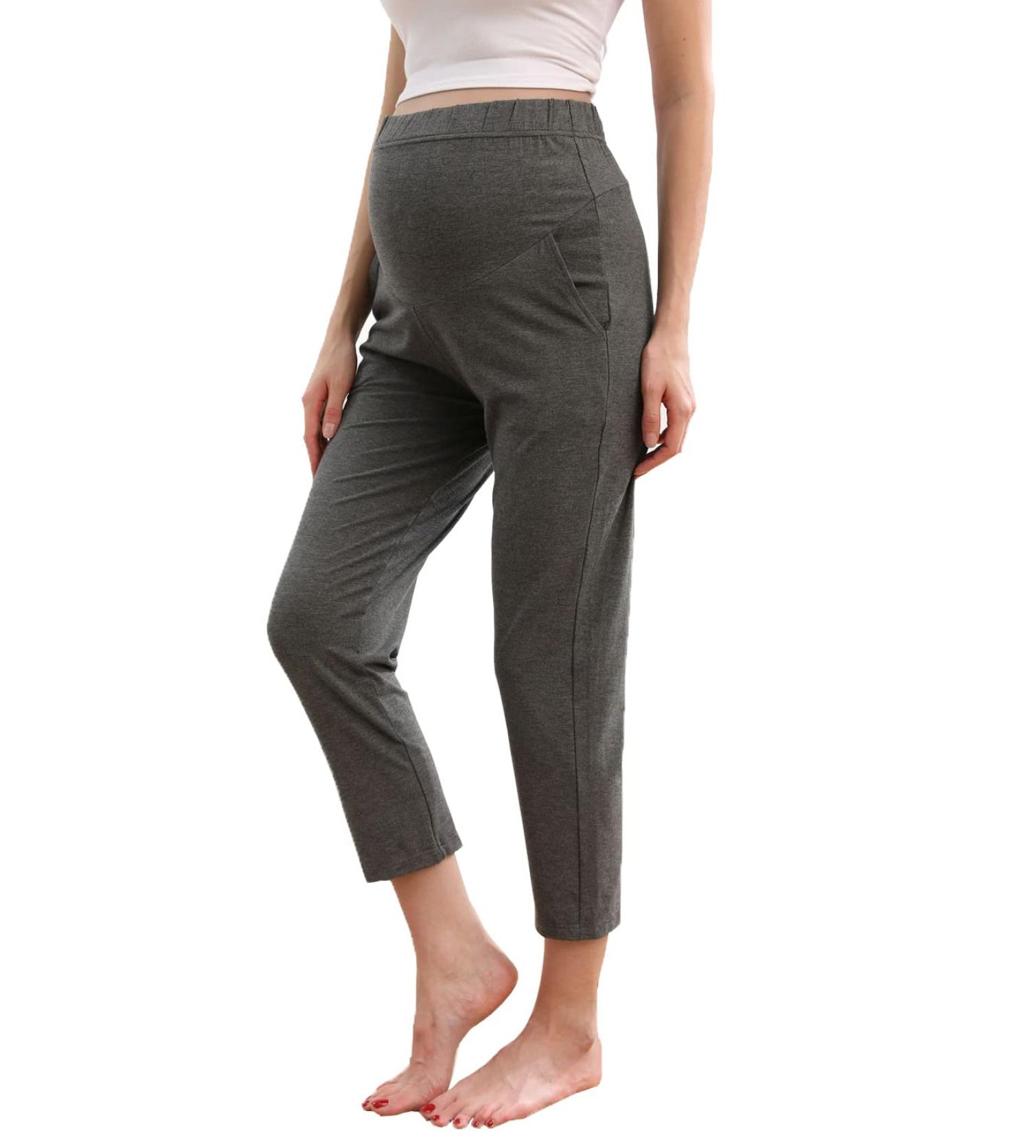 ZUMIY Maternity Lounge Pants - Over the Belly Stretchy Activewear with Pockets - M Grey - Buy Online on GoSupps.com