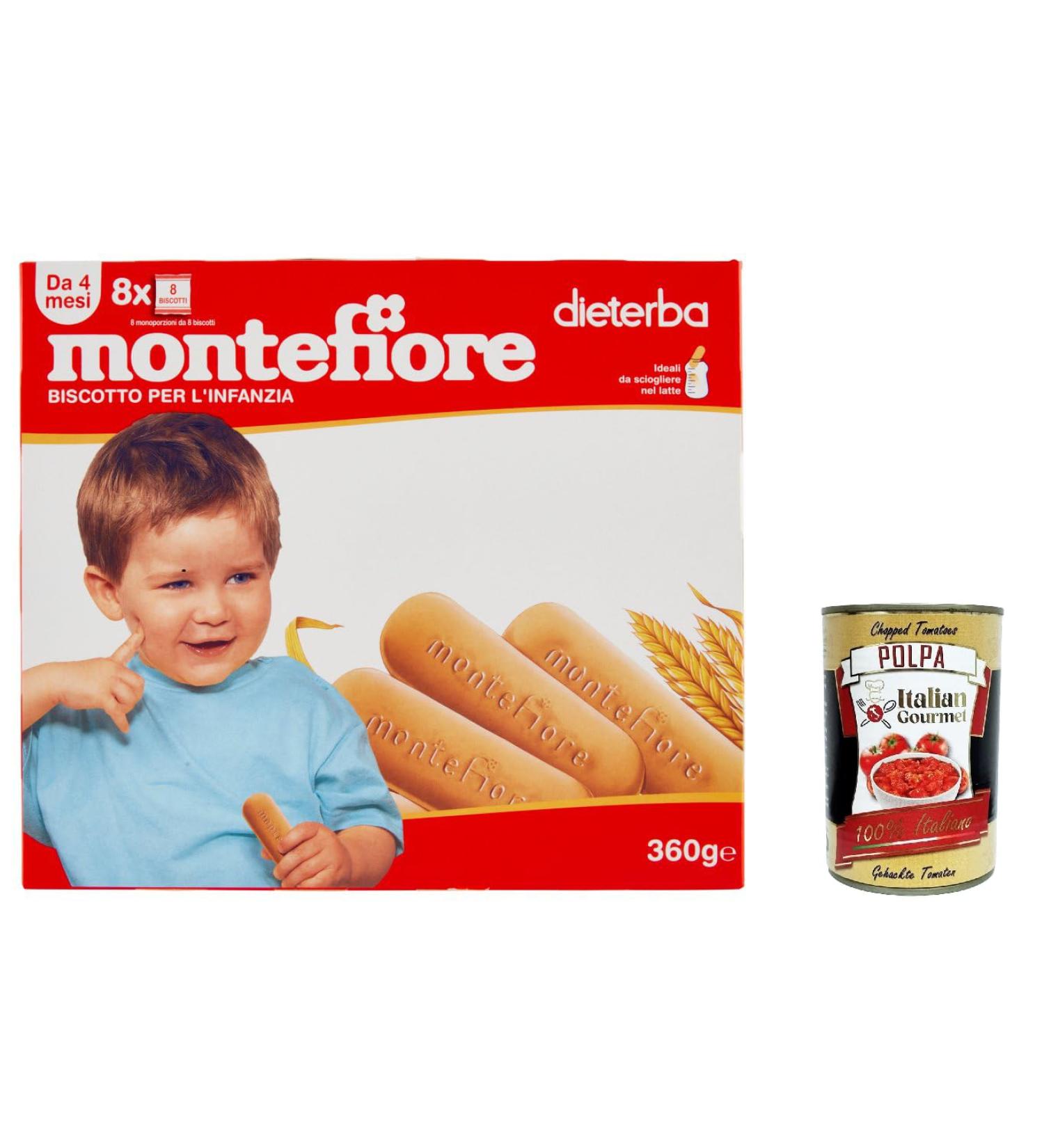  Italian Gourmet E.R. Montefiore Biscuit for Children from 4 months 360 g + Italian Gourmet Pulp 400 g - Buy Online on GoSupps.com