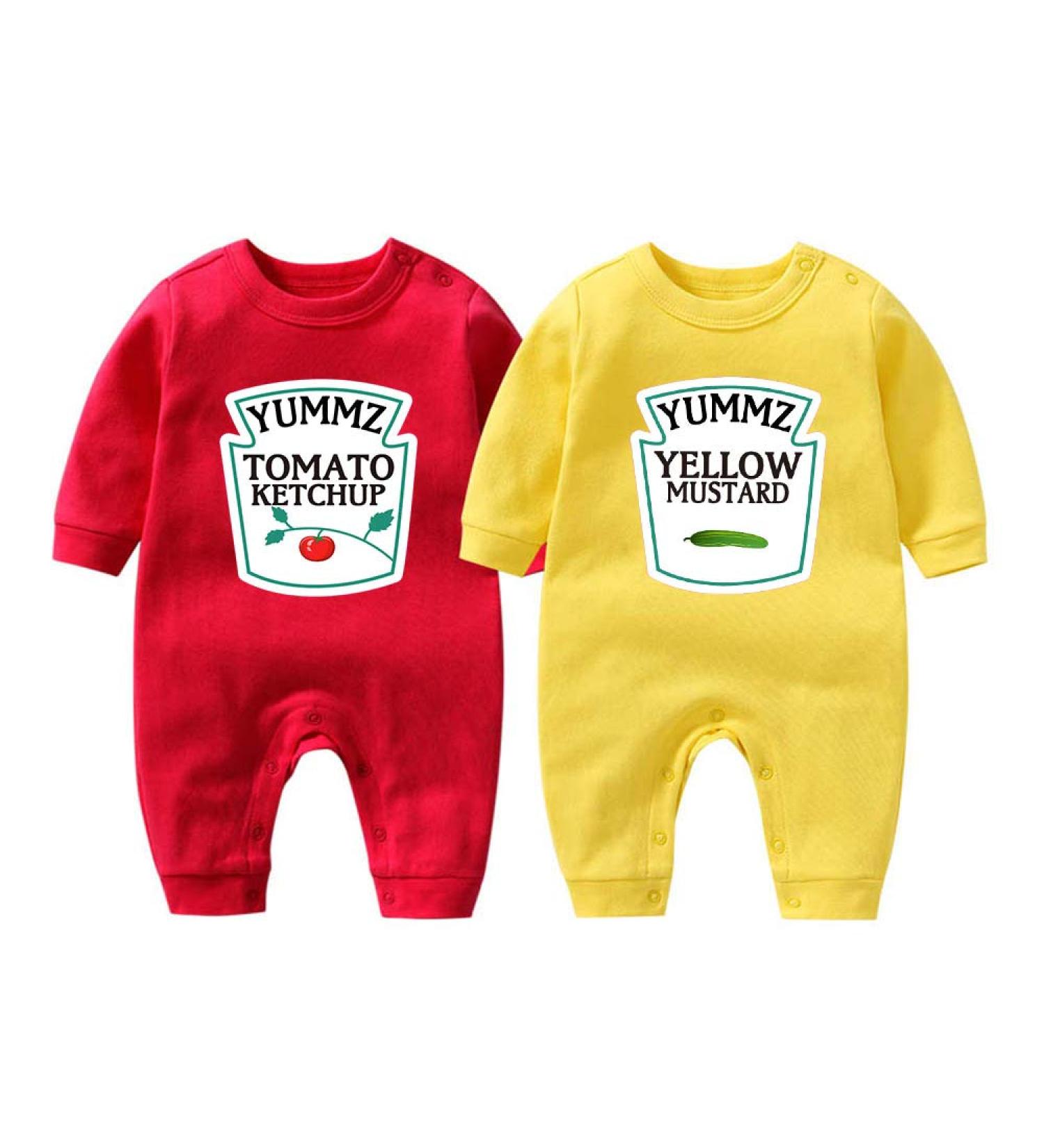 Culbutomind Baby Twins Bodysuit | Ketchup Mustard Newborn Outfits | Unisex Romper | Infant Jumpsuit | Multicolored | 3-9 Months - Buy Online on GoSupps.com
