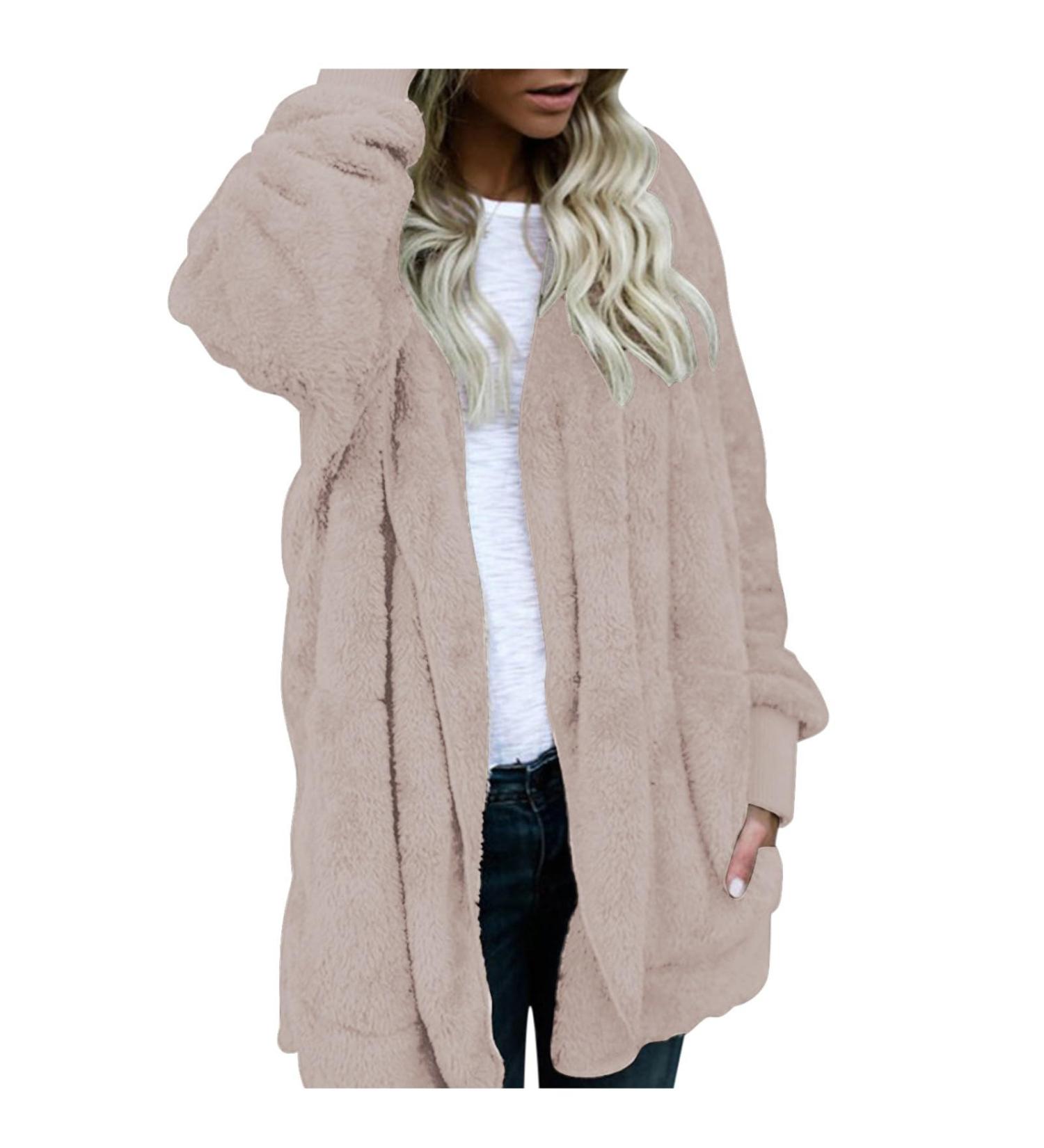 Hanxiulin Oversize Plush Hoodie Jacket - Women's Winter Coat Casual Fashion Bomber XXL Khaki - Buy Online on GoSupps.com