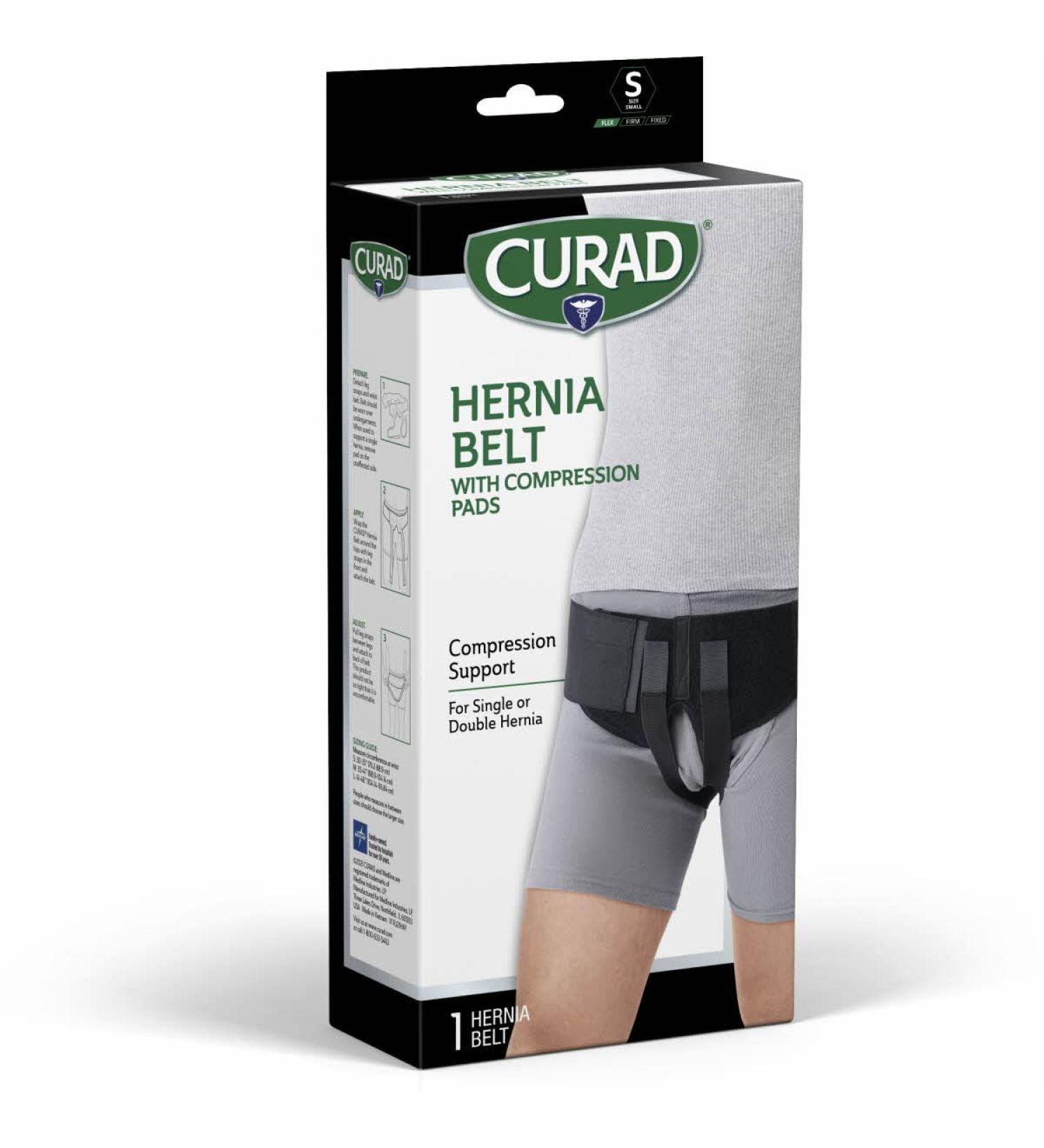 Curad Hernia Belt with Removable Compression Pads - Adjustable Hook-and-Loop Closure Elastic Black Small Size - 1 Each for Effective Support - Buy Online on GoSupps.com