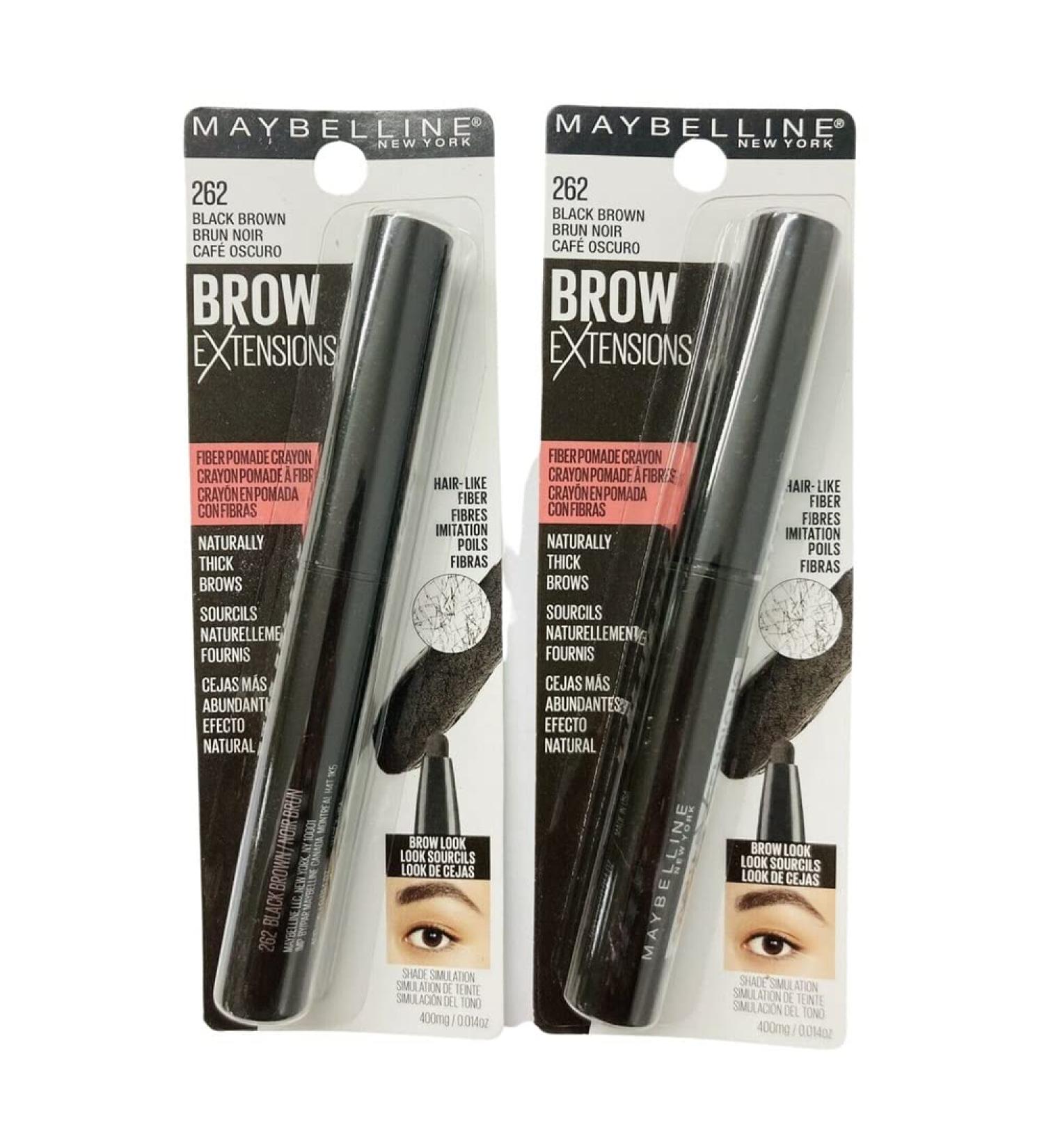 Maybelline New York Brow Extensions Fiber Pomade Crayon 2-Pack Black Brown 262 - Buy Online on GoSupps.com